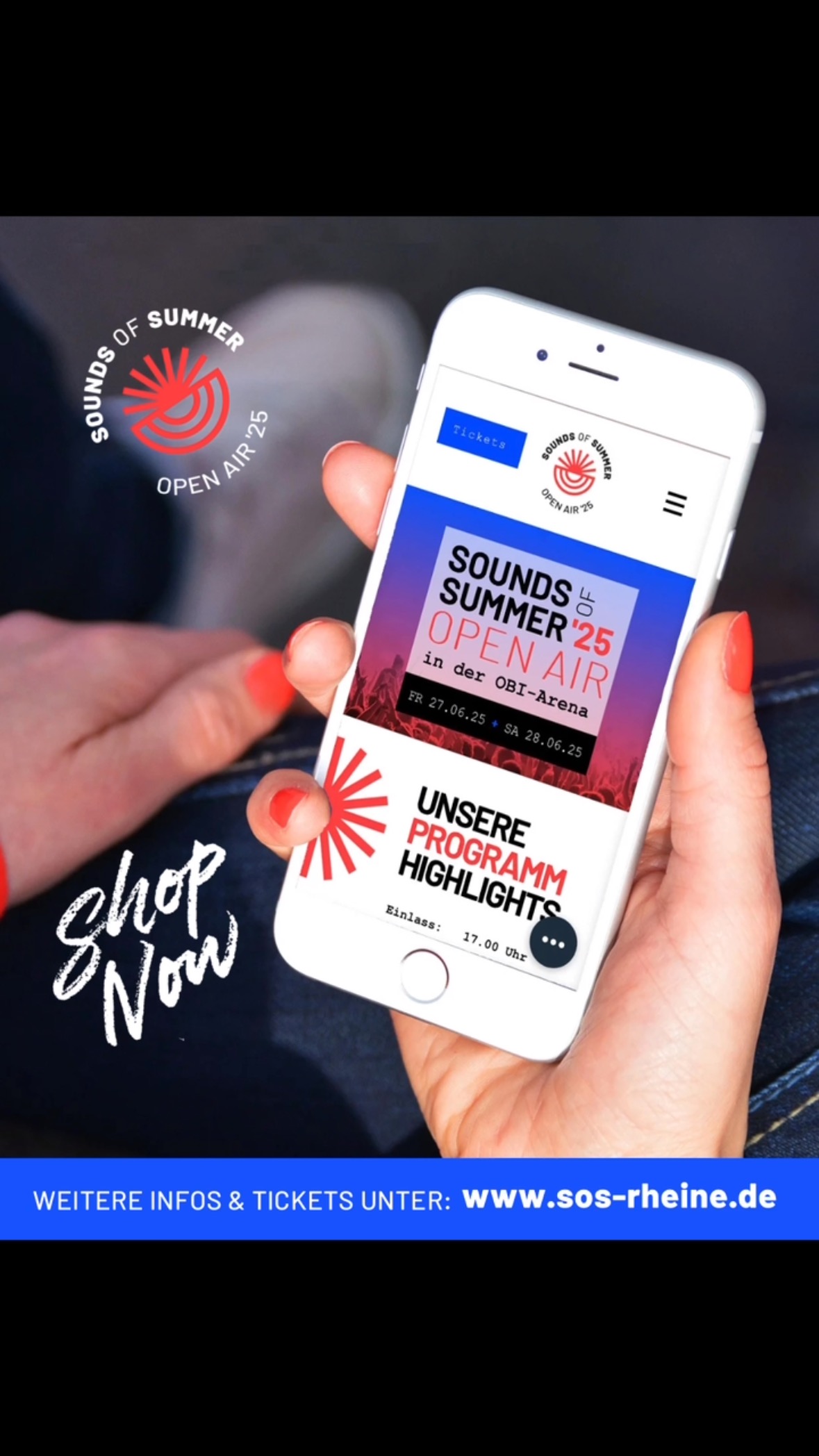 🔥🎶 Der Sommer ruft – seid ihr bereit für das Sounds of Summer Open Air 2025 in Rheine? 🎶🔥
Die Vorfreude steigt und der Ticketvorverkauf läuft bereits! Sichert euch jetzt eure Tickets für das Festival-Highlight des Sommers! 🌞🎤
🎟 Tickets gibt’s hier:
👉 Über unsere Website: www.sos-rheine.de
👉 Vorverkaufsstellen: MV, RTV (und bald auch in der Stadthalle & im Hypothalamus)
Lasst euch die heißesten Sounds unter freiem Himmel nicht entgehen! Packt eure Crew ein und feiert mit uns den perfekten Festival-Vibe! 💃🕺✨
🔥 Save the date 27.6. + 28.06.25 – wir sehen uns auf dem SOS! 🔥
#sosrheine #soundsofsummer #openairrheine #sommerkonzert #rheine