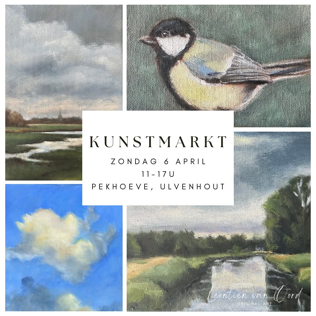 On Sunday April 6th I’ll be at the art fair in Ulvenhout with lots of new paintings! There will be almost 40 artists, a raffle and some free workshops. Lovely to see you there! 💛
#oilpainting #landscapepainting #landscape #art #artfair #localart #ulvenhout #clouds #birds #oilpainter #oiloncanvas #markdal #markdalbreda