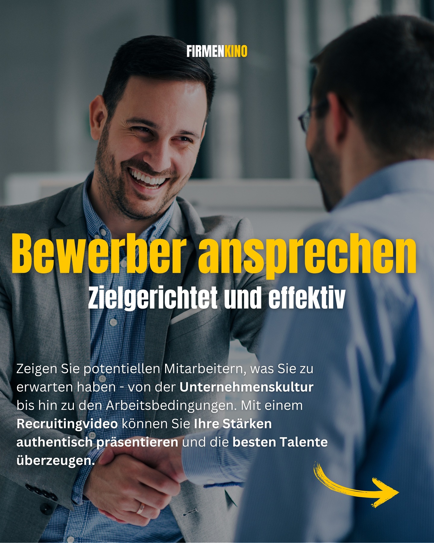Zeigen Sie potentiellen Mitarbeitern, was Sie zu erwarten haben - von der Unternehmenskultur bis hin zu den Arbeitsbedingungen. Mit einem Recruitingvideo können Sie Ihre Stärken authentisch präsentieren und die besten Talente überzeugen. ✍🏼 ✅