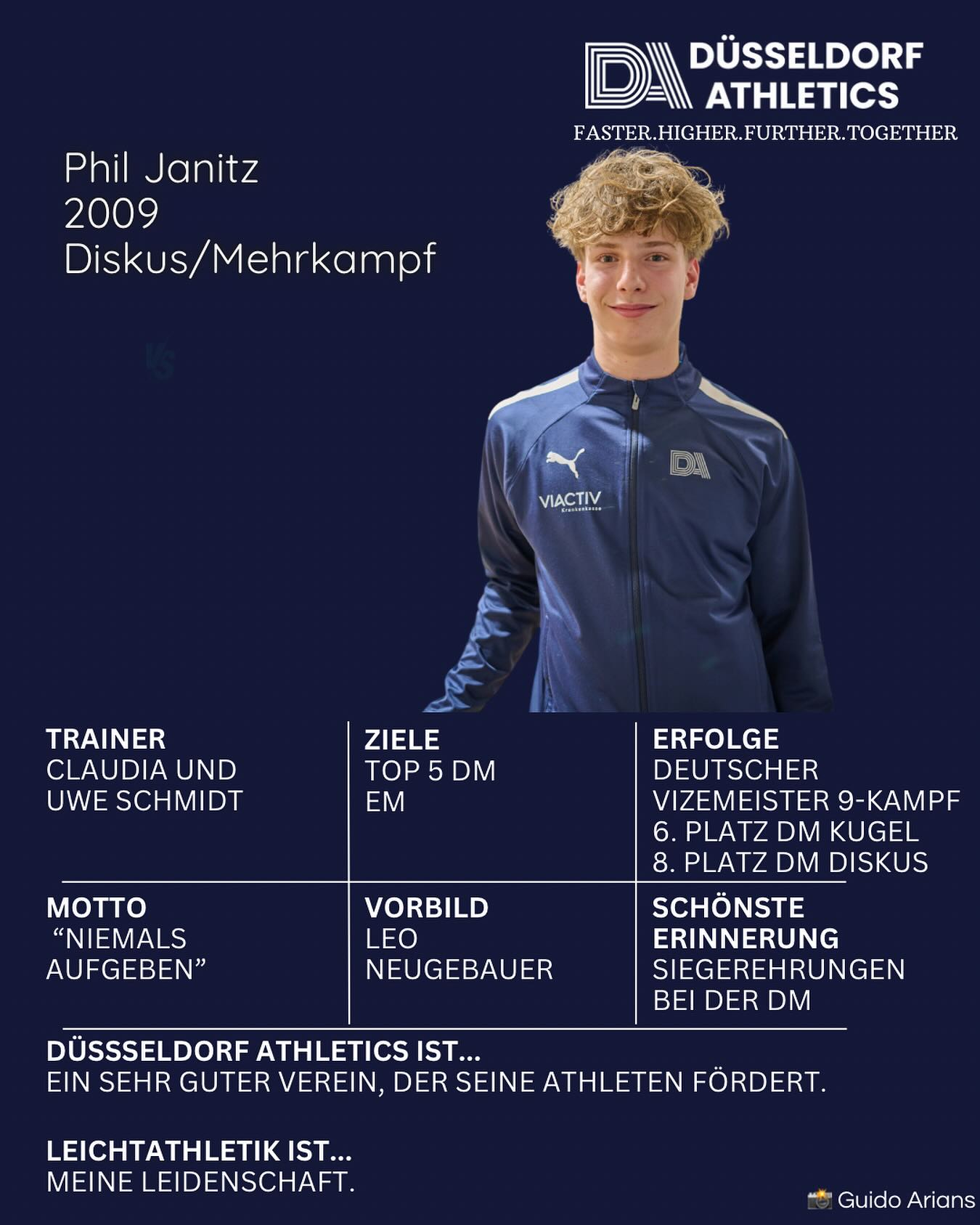 Unser Team - wir stellen uns vor 🔥
Phil Janitz: „Düsseldorf Athletics ist ein sehr guter Verein, der seine Athleten fördert.“
#fasterhigherfurthertogether #diskuswurf #team