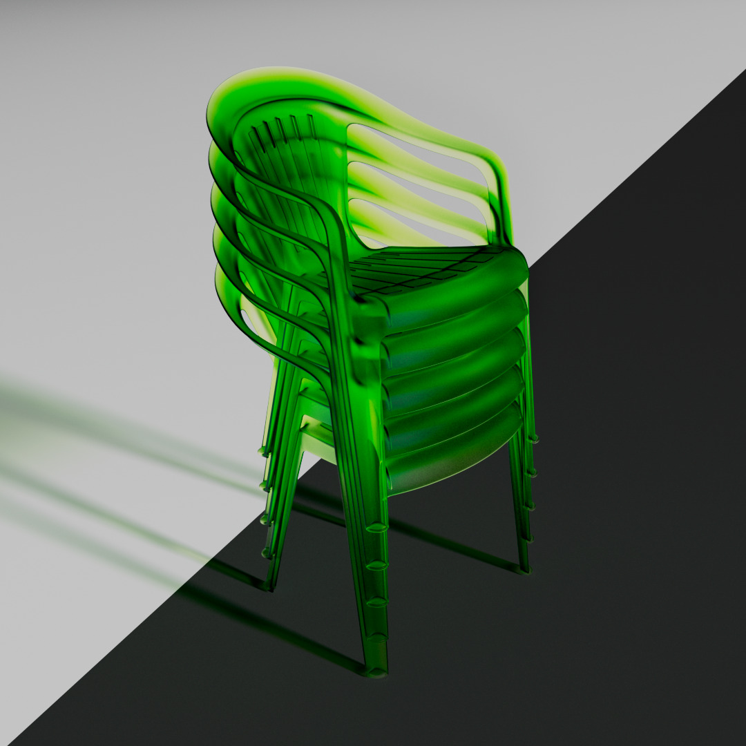 Shader exploration. #sss #maxon #redshift #cgart #plastic #chair #fortemotion #glowy