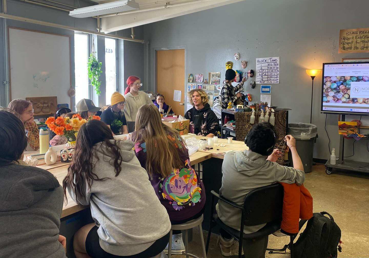 Another @norah.beads meet up on the books at NCUHS. Shout out to Blair who joined us today. Your willingness to have honest, open hearted discussions, and to share about your experiences with others is something special. Thank you so very much. And thank you to all the students who continue to show up.