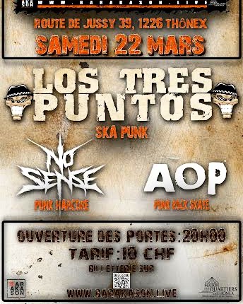 Dans une semaine !!! On vous y attends nombreux et nombreuses🎉🔥🥰😊
La Barakason fête son printemps au son du ska et du punk avec deux groupes de Genève, No Sense qui promet de livrer une musique authentique sans filtres aux accents punk Hardcore, avec une seule ambition : faire vibrer et bousculer ceux qui les écoutent. Aop fusionne pop-rock, punk-rock et skate-rock pour créer un son unique et captivant. Leur énergie contagieuse saura conquérir le public. Los Tres Puntos seront là aussi pour réveiller en vous le son ska punk des années 90 pour un cocktail explosif. Rythmique effrénée et implacable relevée par une section cuivre virtuose, où les textes chantés en français et espagnol croque le quotidien de notre époque sombre et torturée. On se donne rdv le 22 mars pour sortir sa crête et faire du bruit dans l’antre de la Barakason.
𝕆𝕦𝕧𝕖𝕣𝕥𝕦𝕣𝕖 𝕕𝕖𝕤 𝕡𝕠𝕣𝕥𝕖𝕤 :𝟚𝟘𝕙𝟘𝟘
𝔻é𝕓𝕦𝕥 𝕕𝕖𝕤 𝕔𝕠𝕟𝕔𝕖𝕣𝕥𝕤 :𝟚𝟘𝕙𝟛𝟘
ℙ𝕣𝕚𝕩 𝕦𝕟𝕚𝕢𝕦𝕖 :𝟙𝟘𝕔𝕙f
𝕃𝕚𝕖𝕟 𝕕𝕚𝕣𝕖𝕔𝕥 𝕓𝕚𝕝𝕝𝕖𝕥𝕥𝕖𝕣𝕚𝕖 https://www.barakason.live/
🎉🎉🎉🎉🎉🎉🔥🔥🔥🔥🔥🔥😍😍😍😍😍😍😍😍