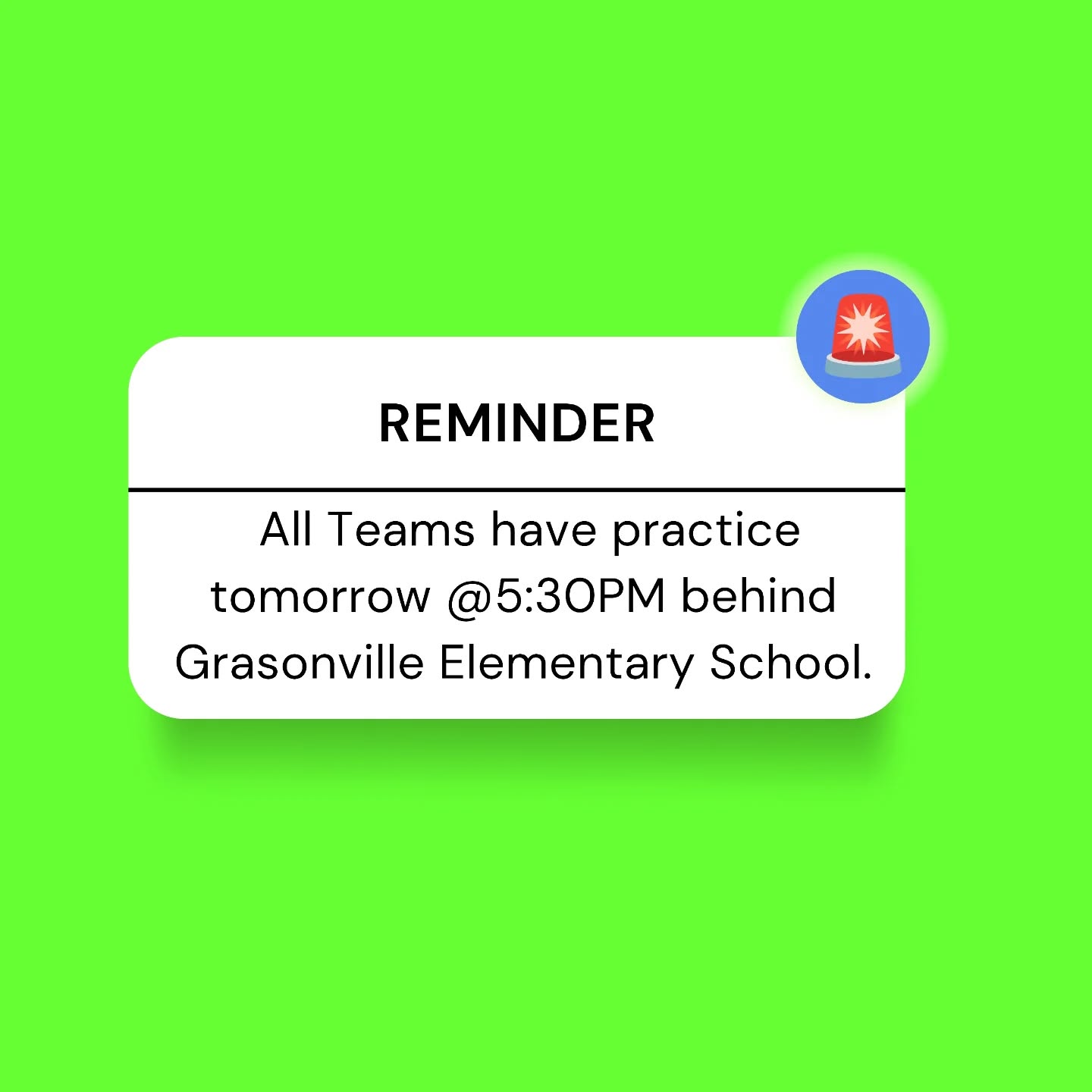 📢 Practice Alert! All Athletes & Teams 🚨
📅 Tomorrow
⏰ 5:30 PM
📍 Behind Grasonville Elementary School.
🔥 Mandatory Parent Meeting will be held during practice – important info you won’t want to miss!
Still debating on joining? Come check us out! This is your chance to see what the Bay Bulldogs are all about! 🏈🐾
#BayBulldogs #PracticeTime #JoinThePack #ParentMeeting