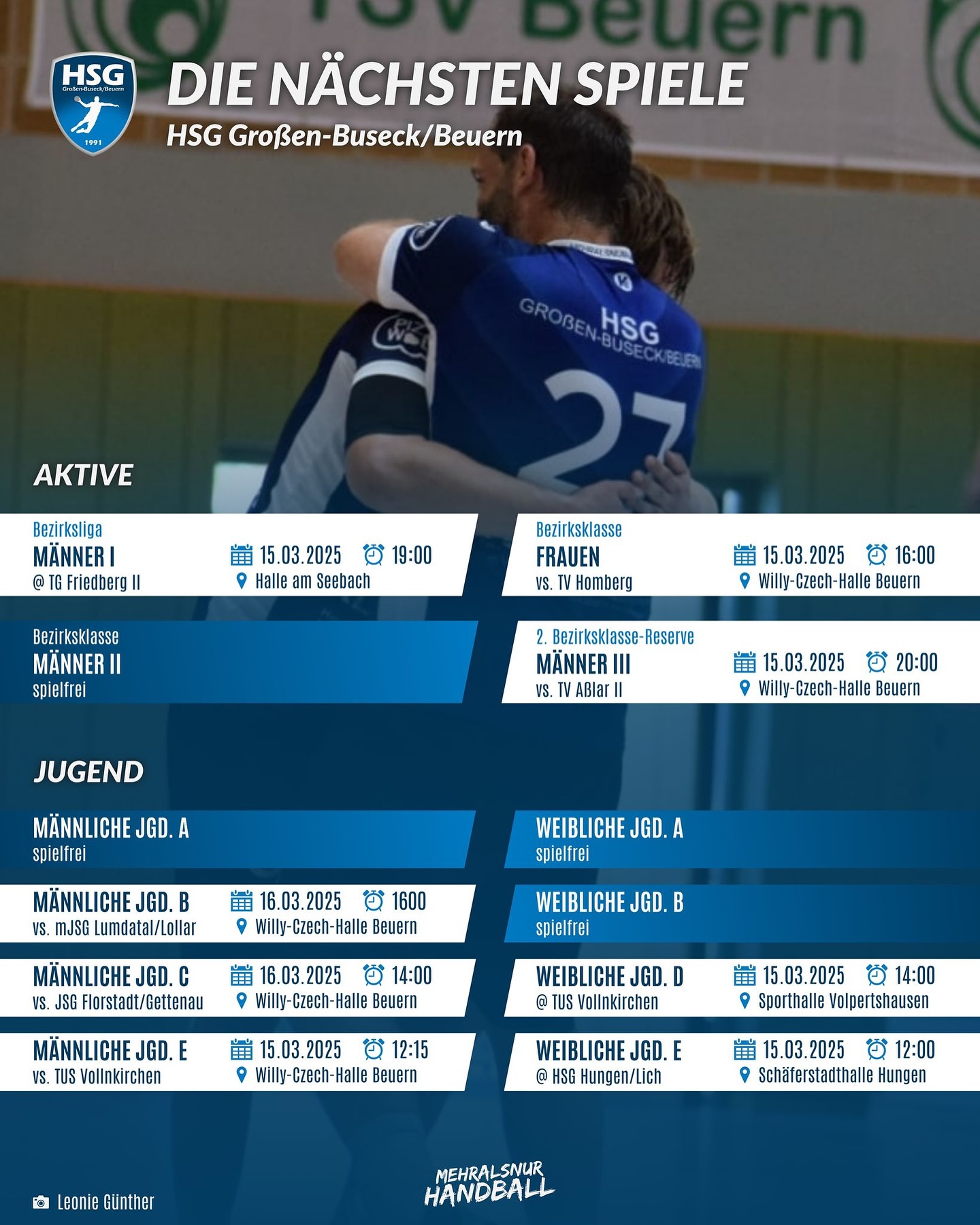 Die Spiele vom Wochenende!
#HSGBuseck
#MehrAlsNurHandball
#Handball