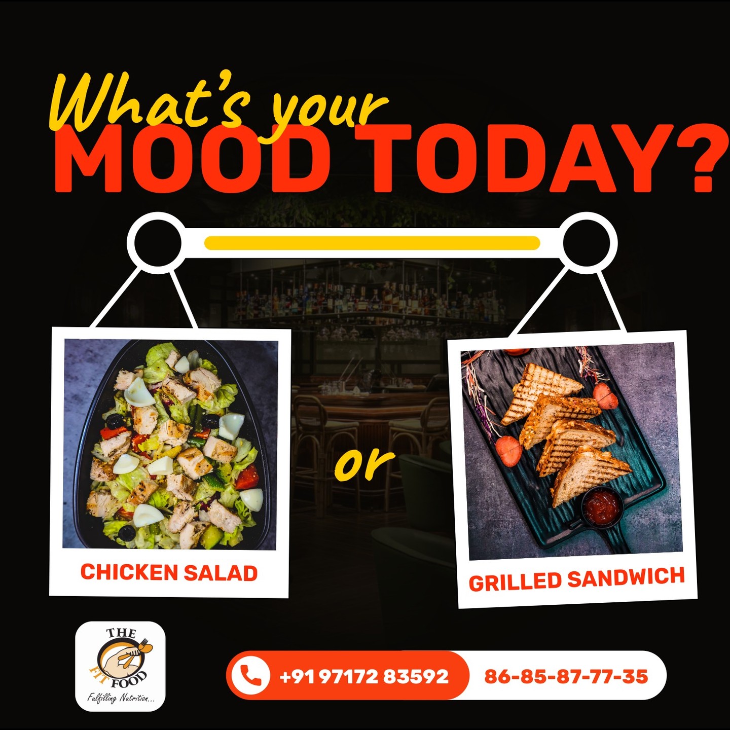 "Good mood, good food!
Chicken salad or grilled sandwich, which one lifts your mood?
Share with us!
#MoodBoost #FoodLove #LunchInspo"