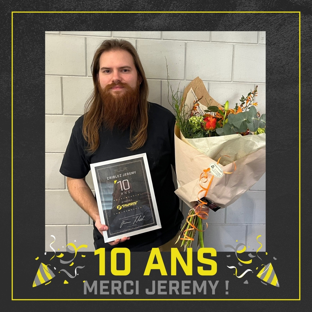 FĂ©licitations Ă Jeremy pour ses 10 ans chez Tavadec đ
Un immense merci pour son engagement et son travail tout au long de ces années.
Nous sommes fiers de le compter dans notre Ă©quipe. đ
#tavadecsa #jubilee #10ans #remerciements