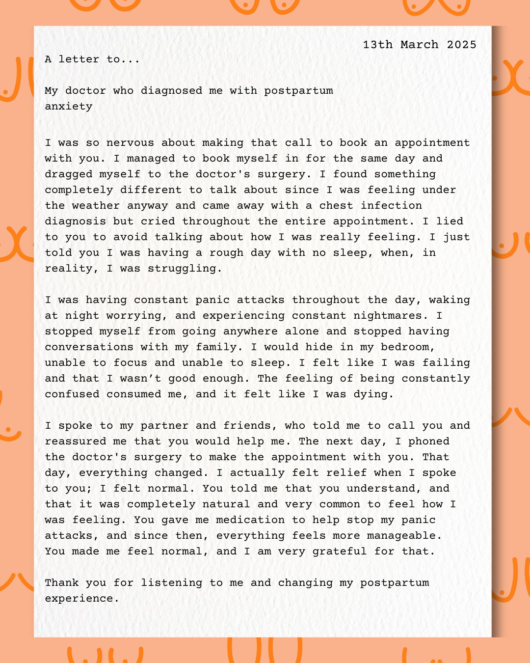 💌 A Letter to... My Doctor who diagnosed me with postpartum anxiety💌
🧡Send this is a mama who needs to know their feelings are valid and important🧡
#Hypnobirthing #HypnobirthingJourney #HypnobirthingMoms #HypnobirthingBirth #PositiveBirth #CalmBirth #GentleBirth #MindfulBirth #BirthWithoutFear #EmpoweredBirth #NaturalBirth #BirthStory #HypnobirthingClass #HypnobirthingMama #BirthConfidence #Motherhood #MumLife #MumsOfInstagram #MotherhoodUnplugged #MummyAndMe #MamaLife #MothersLove #Parenthood #MumBlogger #RealMotherhood #MotherhoodJourney #StrongMums #MomGoals #MumLifeIsTheBestLife #MomentsInMotherhood