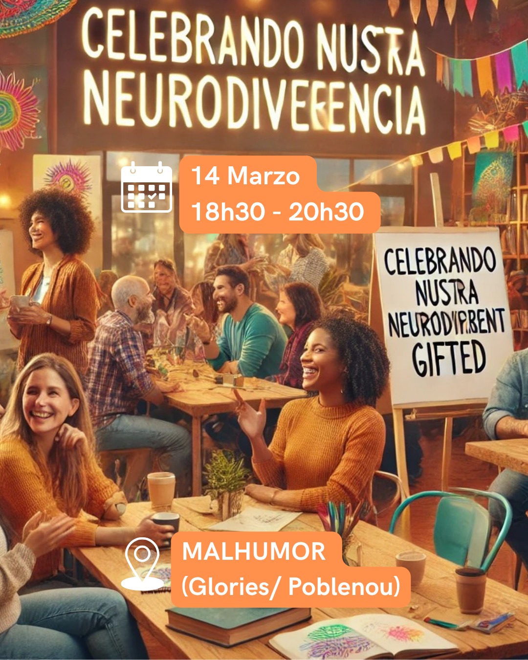 Si si, es la IA que hizo la imagen y el error "nustra neurodiveencia". Decidí dejarlo así para vencer nuestro perfeccionismo.
Es imperfecta. Pero bonita. Y los errores llevan a descubrimientos, así que aquí te la dejo porque lo importante es esto:
🎉Mañana vamos a celebrar el #diadelasaltascapacidades juntos
⏰ 14 Marzo - 18h30 por favor si puedes llegar On time te lo agradezco de antemano (soléis llegar on time asi que no me preocupo tanto por dicho está!)
🥂No te olvides de apoyar a Marc de @malhumorbarcelona comprando bebidas además de alta calidad tal y como me gusta :p
ah! y tendremos el placer de ver el arte de mi amiga Marie de @mdf.artwork expuesto y a la venta (Marie me ha encantado el de "quitarse la máscara" muchas personas will relate creo!)
😘 ¡hasta mañana!
#neurodivergente #aacc #gifted #hpi #giftedness #barcelona