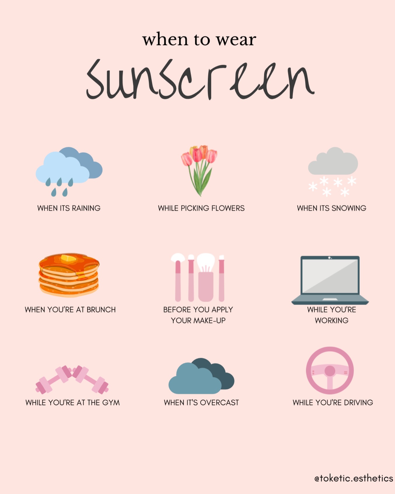 Skin damage from UV radiation accounts for about 80% of all visible aging.🚨That’s HUGE!!
Many people think that they don’t need to wear sunscreen if it’s cloudy or if they are indoors all day, which is NOT true. Here’s why:
☀️UVA rays are out at a consistent rate all day & all year long. {UVB rays are the ones that are strongest between 10-2!}. UVA rays can penetrate glass & clouds, so as long as the sun is up, UVA rays can reach your skin. These rays break down collagen & elastin (our structural proteins) & contribute to signs of aging like fine lines, wrinkles, hyperpigmentation, & even skin cancer.
💄Another common misconception is that moisturizers or foundations with “added SPF” are enough. This is NOT true - the amount of product typically applied wouldn’t reach the level of advertised SPF protection (like seriously - you’d have to be caking on your foundation) AND the term “SPF” only applies to UVB, not UVA. In order to get protection from BOTH UVA & UVB, you need a product labeled “broad-spectrum protection”
☀️ When to wear your broad-spectrum SPF 30+? Every single day, baby. Rain or shine. If you want to age gracefully, SPF is your BFF
#spfisyourbff #spf #sunscreen #everyday #skincare #antiaging #aginggratefully #holisticskincare #wellness #healthyskin #lifestyle #skincaretips #skincareroutine #healthhacks