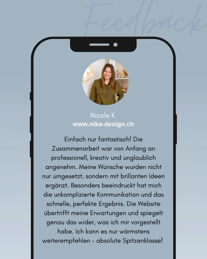 💬 “Die Website übertrifft meine Erwartungen!“ ➡️ Genau das ist mein Ziel!
Eine Zusammenarbeit, die inspiriert, mit kreativen Ideen & perfekten Ergebnissen. Danke, Nicole! 🖥️✨ #WixProfi #WebsiteMitHerz @n.i.k.a_design
