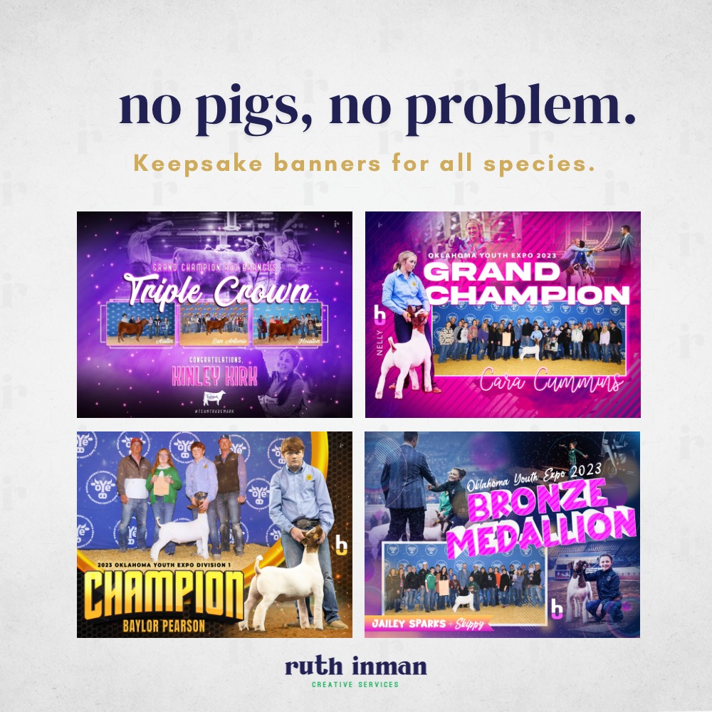 No pigs, no problem! We create keepsake banners for all your four-legged friends. Order now (or any time) at ruthinman.com/banner-order.