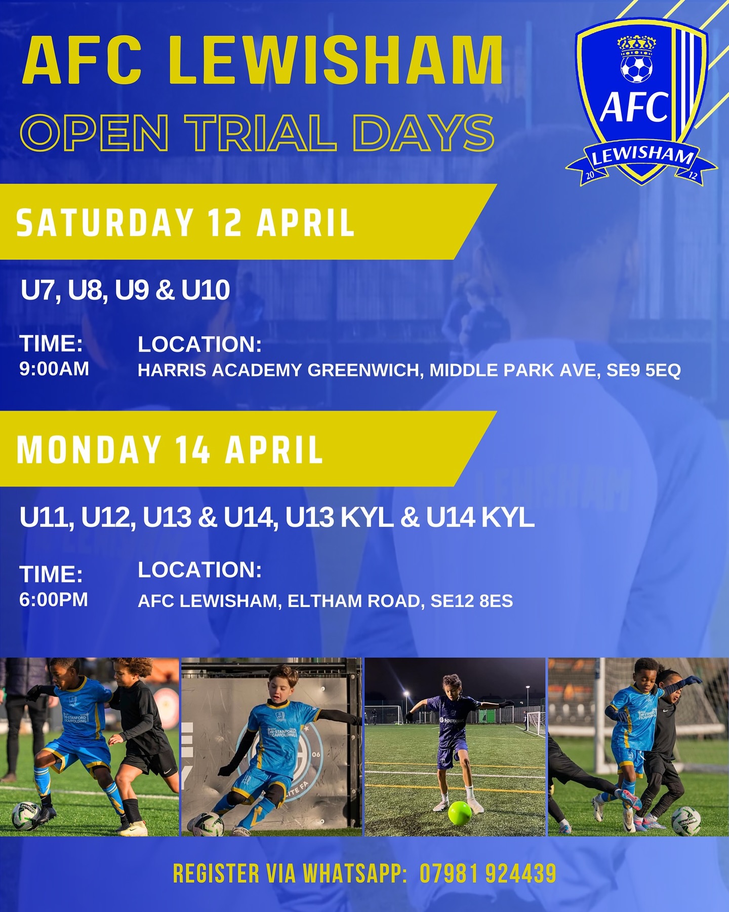 2025/26‼️AFC Lewisham trial dates are set! We’re looking for talented players to join the Lewi family. Play in the A League & Kent Youth League, train twice a week, and get the chance to compete in academy friendlies. Don’t miss out – be part of something special!