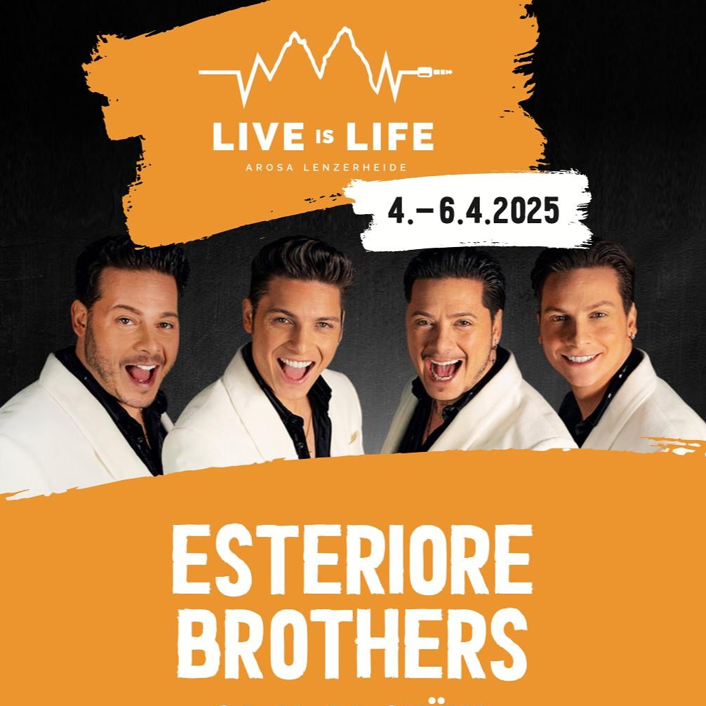«LIVE IS LIFE» 2025
Vom 4. bis 6. April 2025 verwandelt sich das Skigebiet Arosa Lenzerheide erneut in eine einzigartige Bühne für Musikfans und Schneesportbegeisterte.
Sichere dir jetzt dein Ticket - unter www.liveislife.ch/de/tickets
