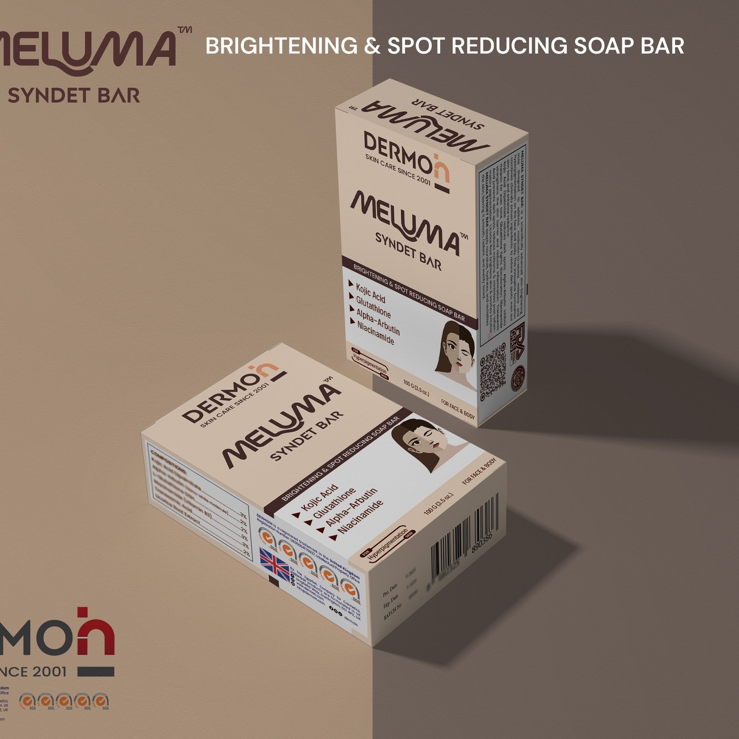 MELUMA SYNDET BAR: is a scientifically advanced skin-brightening soap designed to address moderate-to-severe melasma and hyperpigmentation on the face and body. This innovative formulation combines clinically proven ingredients to reduce dark spots, even out skin tone, and enhance radiance:
Kojic Acid Dipalmitate reduces dark spots; Alpha-Arbutin inhibits melanin for even tone. Glutathione fights discoloration; Niacinamide strengthens the skin barrier and reduces inflammation. Tranexamic Acid prevents dark spots, reduces melasma, & minimizes post-inflammatory pigmentation. Licorice Root brightens skin & soothes irritation.
MELUMA SYNDET BAR deeply nourishes, hydrates, and revitalizes
the skin, leaving it smooth, radiant, and evenly toned.
————
#DERMOiN #SULSAL #SULSAL_CLEANSING_GEL #sulsal_soap #NROMSI #NORMSI_CLEANSING_GEL #DRYSEN_CLEANSING_GEL #HYDRA20 #HYDRA20_CREAM #HYDRA20_SYNDET_BAR #HYDRA20_SOAP #SULSAL_SHAMPOO #SULSAL_SYNDET_BAR #DEMYCO #DEMYCO_SHAMPOO #DEMYCO_SYNDET_BAR #DEMYCO_SOAP #meluma #meluma_soap #hyperpigmentation #darkspot #dark_spots #whitening_soap #soapbars