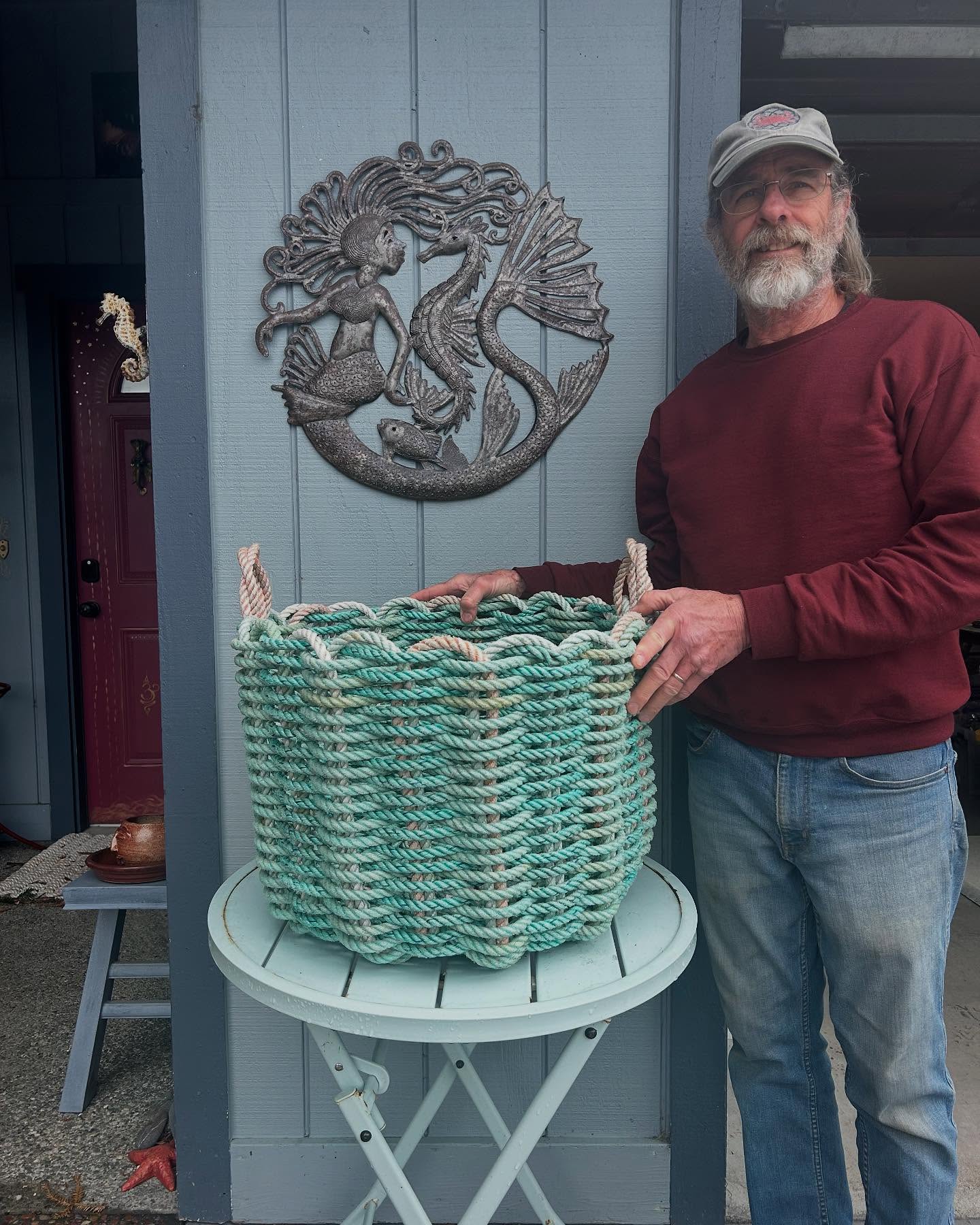For those of you asking, we have worked up a couple jumbo baskets. 15in deep 20in wide. We will bring “Marvel Big Eye Tuna”, pictured here, along with us tomorrow to 6Rivers Brewery if you are contemplating adopting a Laundry sized Sea Basket