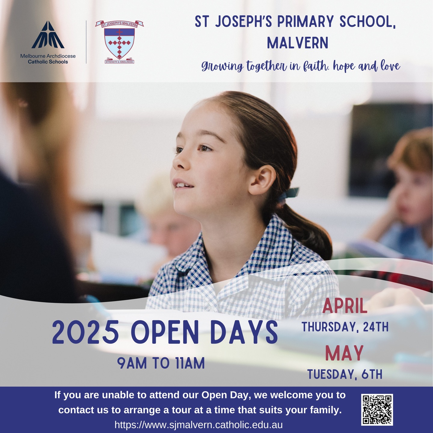 Discover what makes St. Joseph's the perfect choice for your child's education. Attend one of our Open Days to experience our strong academic focus, dedicated teachers, and welcoming community. We look forward to welcoming you and your family.