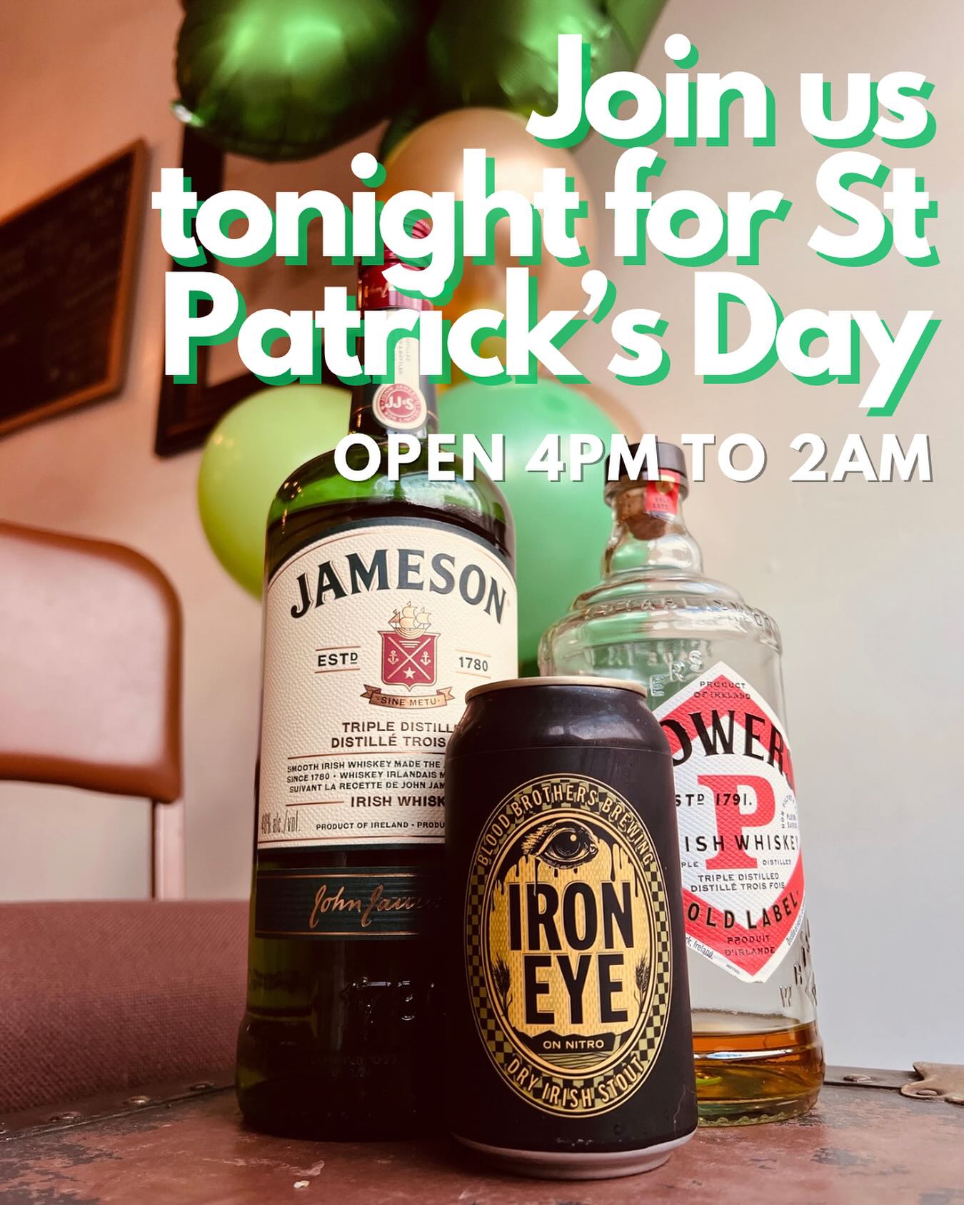 ☘️ Open Tonight 4pm to 2am! ☘️
Swing by for some whiskey, a pint & Iarla’s playlist!