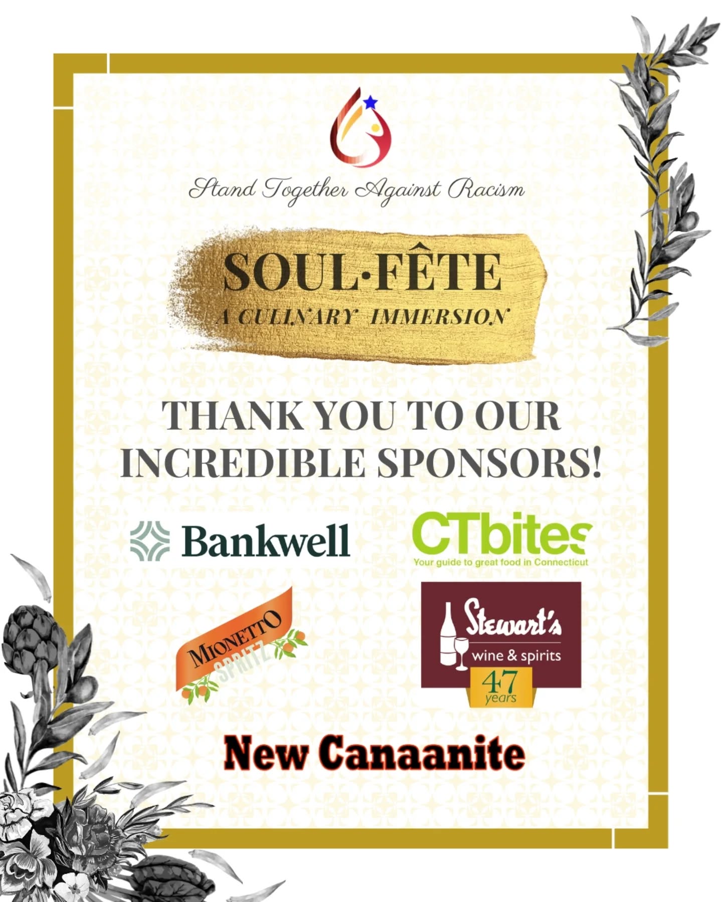 🌟 Heartfelt Thanks to Our Incredible Sponsors! 🌟
Soul•Fête wouldn’t be possible without the generous support of our amazing sponsors. Your contributions help us celebrate Black excellence, culture, and cuisine while continuing S.T.A.R.’s mission of promoting equity and inclusion in our community.
A special thank you to:
@mybankwell
@mionettoproseccousa
@stewartswines
@ctbites
@newcanaanite
... and many more incredible partners who help make this event unforgettable.
Your support means the world to us, and we are grateful for your commitment to making a difference. 🙏
#SoulFête #ThankYouSponsors #CommunitySupport #standtogetheragainstracism #blackexcellence