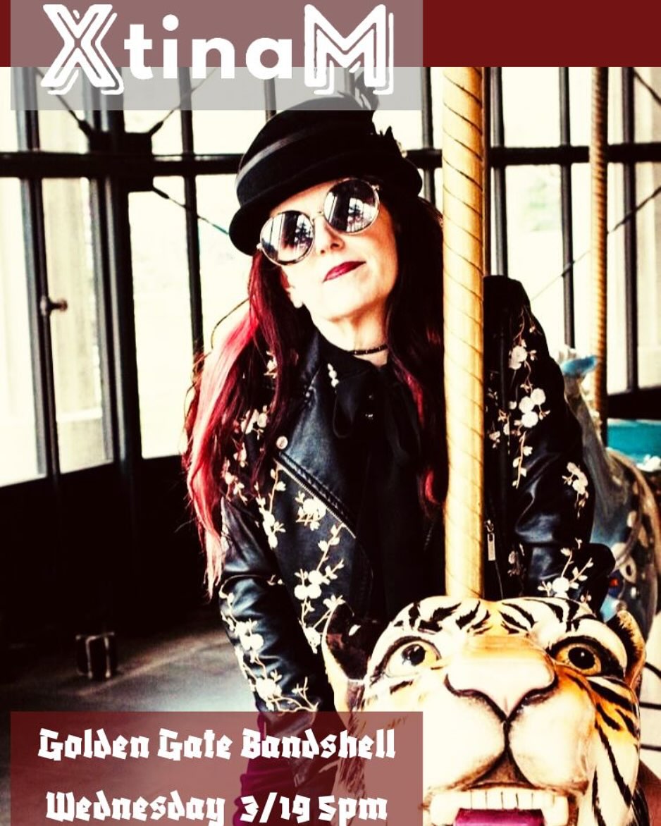 My #alterego @xtinammusic is coming out to #play this #wednesday #goldengatepark #bandshell - join me at 5pm 3/19!