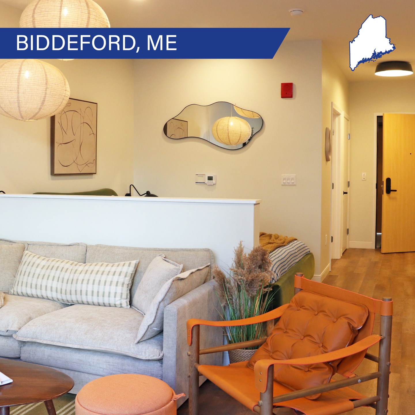 The first building at one of our projects in Maine is ready to begin moving toward occupancy!
The two-building apartment complex in Biddeford, ME is a great addition to the area as it brings great living spaces and many outstanding amenities. This new build has over 200 units and offers guests two different fitness areas, including a yoga studio. The complex also includes a game and media room as well as a golf simulator.
Follow along to stay tuned for the final unveiling!