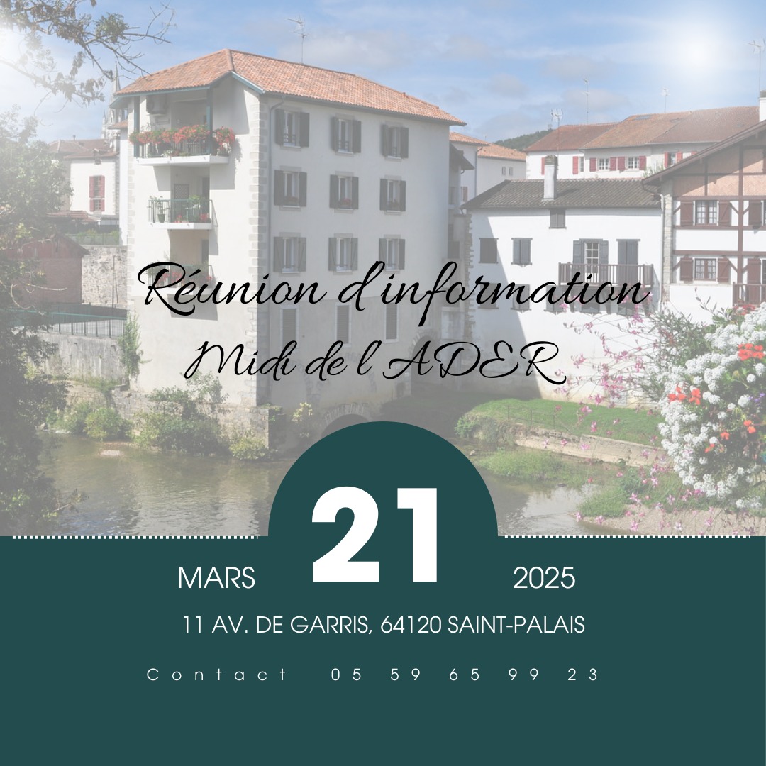 🌱 Invitation à notre Midi de l'ADER - Demain, 21 mars 2025 ! 🌱
📅 Rendez-vous demain, vendredi 21 mars 2025, à 9h30 à l'agence de l'ADER à Saint-Palais, située au 11 Av. de Garris, 64120 Saint-Palais, pour une réunion d'information essentielle sur les évolutions à venir dans notre secteur !
Au programme :
🌾 La PAC 2025 : Quelles adaptations à prévoir ?
💻 La facture électronique : Comment l’ADER se prépare-t-elle à ce grand changement ?
🌱 Le Certiphyto : Quelles nouveautés pour 2025 ?
📚 Formations en agriculture : Découvrez notre calendrier pour vous former !
❓ Questions diverses : Toutes vos interrogations, on en parle !
🔔 Date limite d’inscription : Aujourd'hui, 20 mars 2025
📞 Inscription par mail à : saint-palais@agcader.fr ou par téléphone au 05 59 65 99 23.
Ne manquez pas cette occasion de vous informer et de vous préparer aux nouvelles régulations ! 🚜
#ADER #Agriculture #Formation #FactureÉlectronique #Certiphyto #PAC2025 #Réunion #SaintPalais
