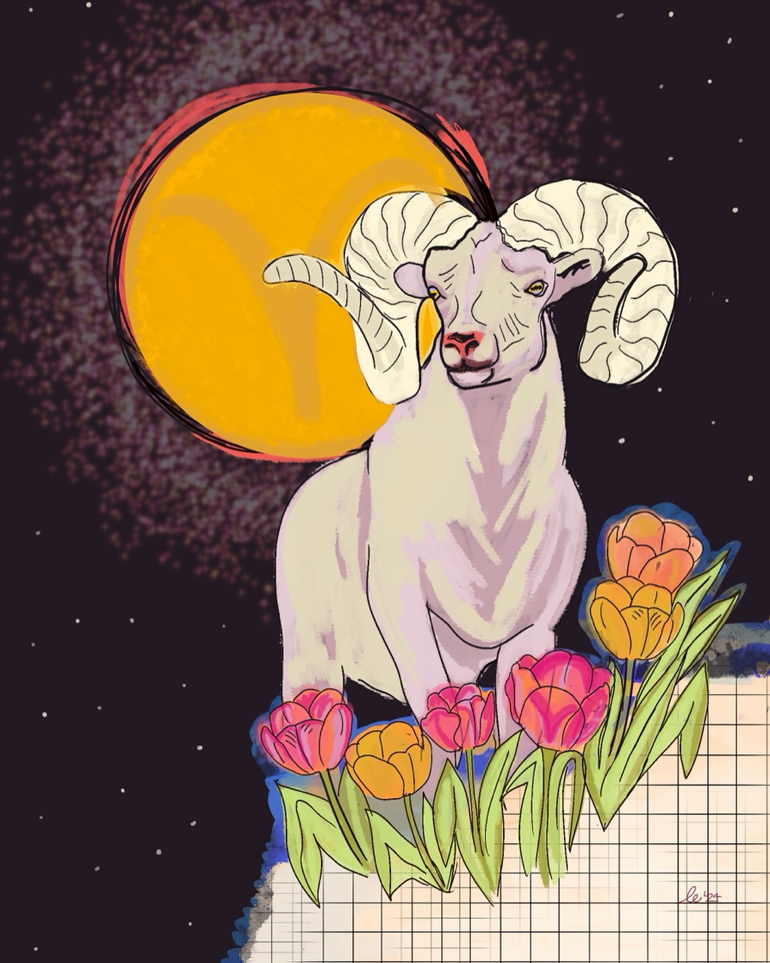 Spring Equinox is here and Aries season kicks-off our astrological new year. Can you hear the birds singing?
With Venus and Mercury both still retrograde in Aries, we are amid reevaluations around relationships, money, and communication for the first part of the season. As we are also still in eclipse season, it amplifies this intensity, ushering in fated endings, beginnings, and personal growth. Not to mention, one of the biggest transits of the year; Neptune entering Aries on March 30th, we are in for massive collective shifts in our psyche.
This Aries season may have a slow start, but eventually calls us to courageously embrace change, revisit our authenticity, and get crystal clear about our desires and motivations.
Head over to my Patreon for the full write up and to see how this season may look for you personally.
Artwork by me. “Aries Szn” digital illustration, 2024.
