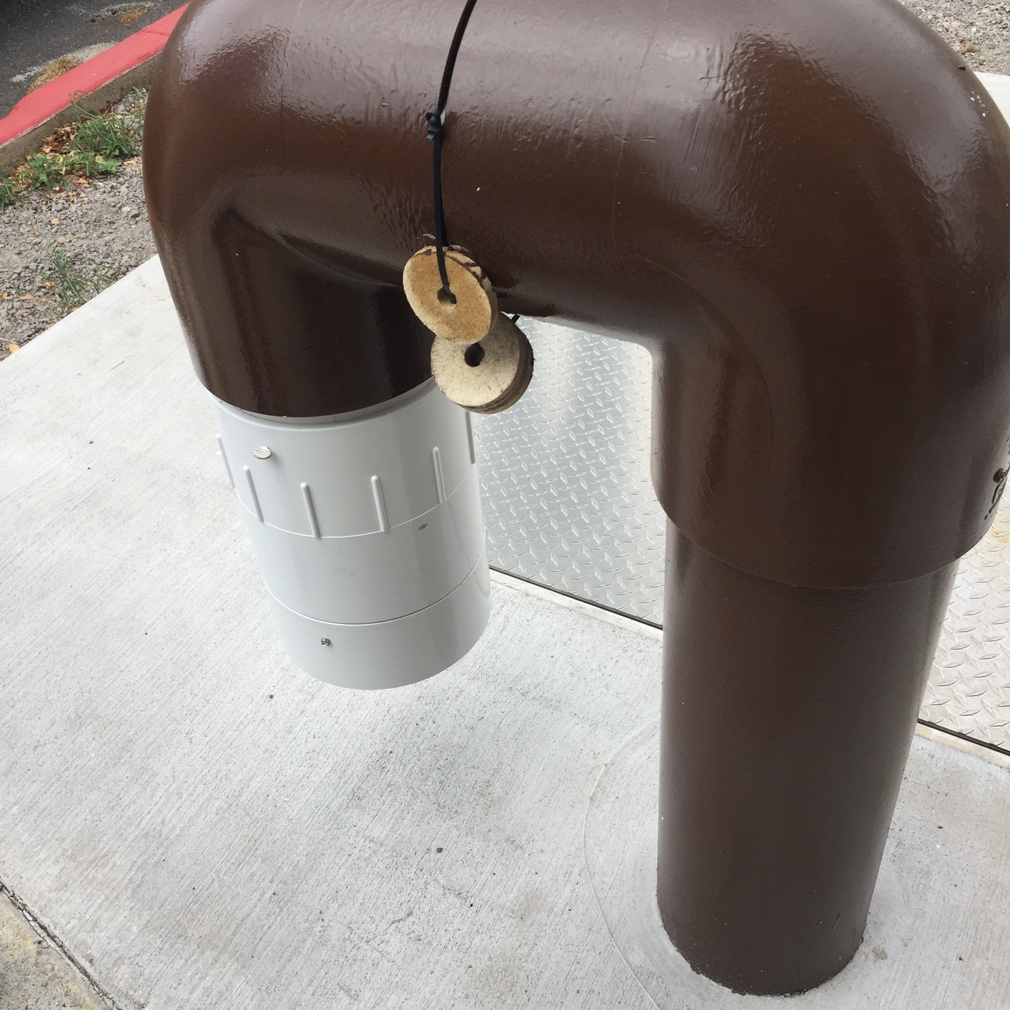 Two different Syneco Systems pieces of equipment
Images 1-3 show a Syneco Systems vent scrubber application. The white scrubber shown in these images eradicates odors.
Images 4 & 5 show a manhole scrubber which rids of H2S and other odors.