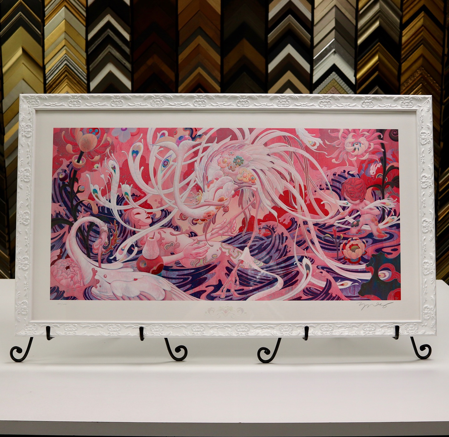 An intense and intricate piece of art like Adrift III by @jamesjeanart deserves a frame to match its elegance, yet remains simple enough to not be too distracting.
We paired it with an electric white moulding from @romamoulding’s Lavo series, with matching filigree swirls and a glossy, bright shine. ✨
#frameitonbloor #customframing #artframing #toronto #downtowntoronto #bloorbythepark #bloorwestvillage #shoplocal #smallbusiness #torontosmallbusiness #jamesjean #jamesjeanart #artprint #embossedart #filigree