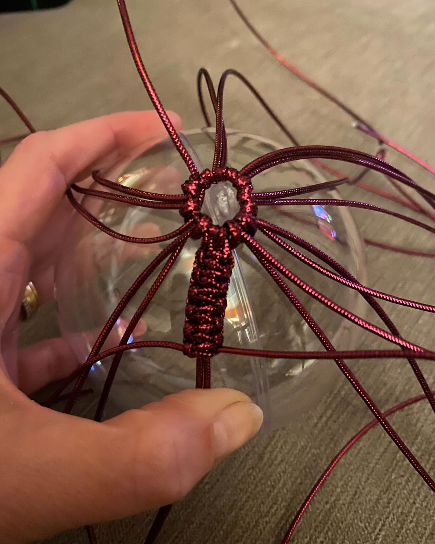 Having a little play tonight for Christmas workshop ideas…
Decorative macrame baubles… is this something I should explore further?