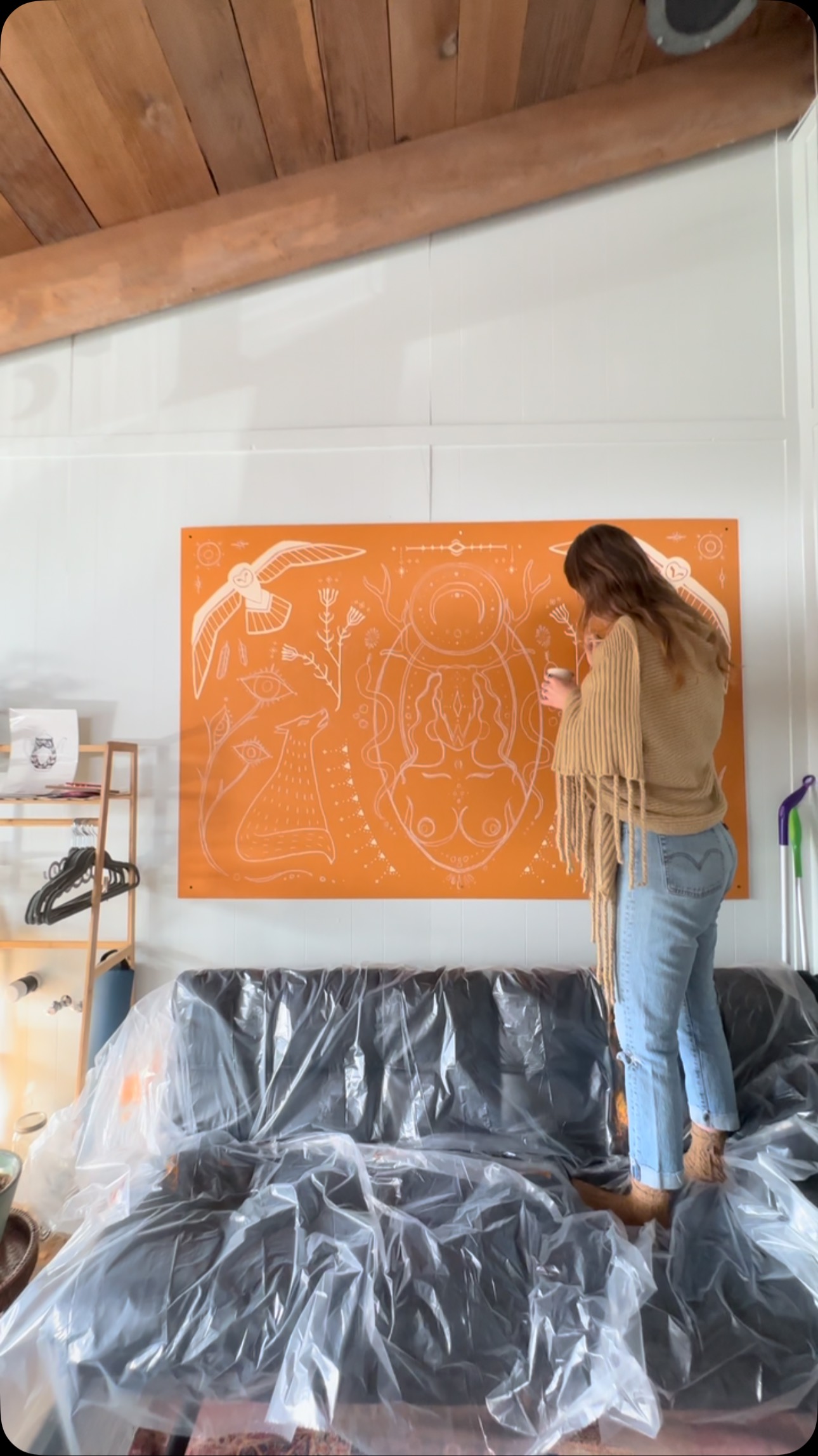 Painting the mural….its glowing ✨