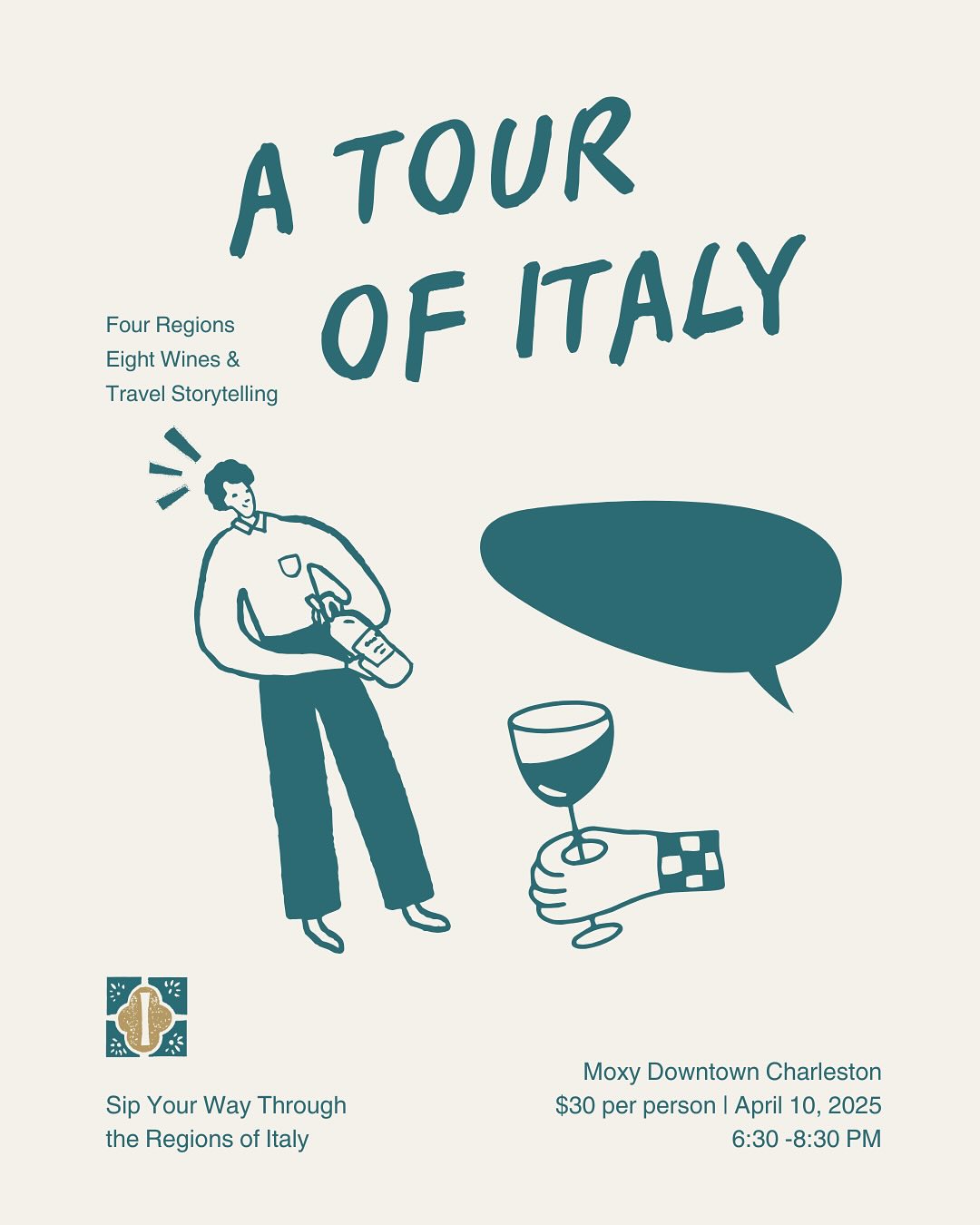 Come join me on April 10th, 2025 at 6:30 at @moxycharleston for a night of wine tasting and travel storytelling! 8 Wines, 4 Italian regions and 2 experts who will guide you on a journey around Piedmont, Abruzzo, Puglia and Sicily. I will provide you with insights and stories about these incredibly diverse regions! Tickets can be purchased at the link in Bio! Hurry, there are very few tickets left!