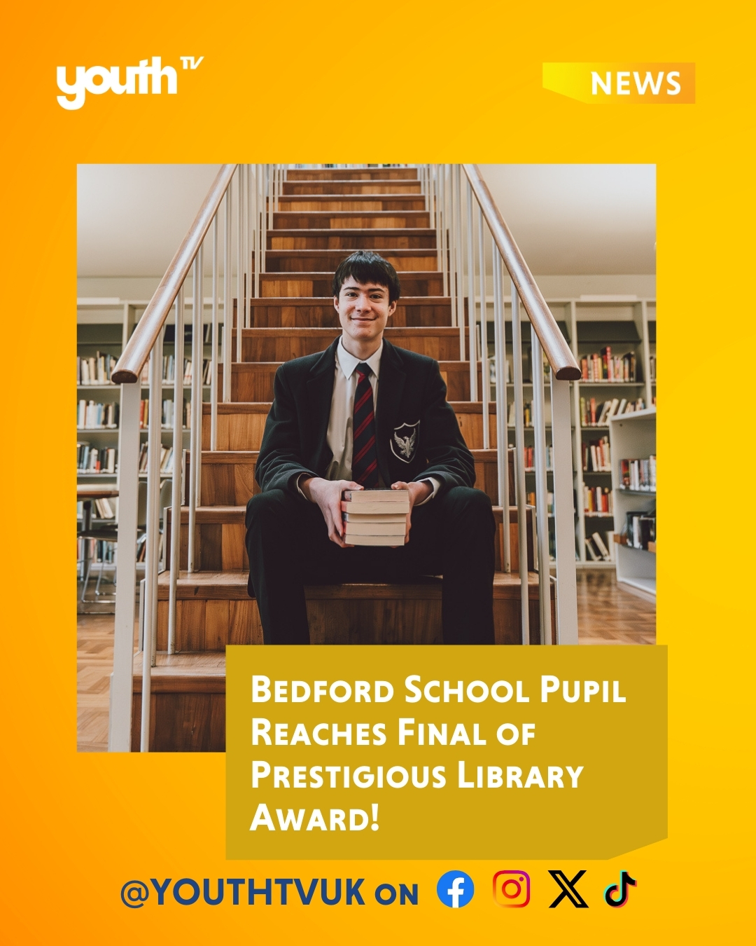 📚✨ Big congratulations to Alex Lamb from Bedford School for reaching the finals of the Pupil Library Assistant of the Year Awards! 🏆
From supporting fellow students to helping the library run smoothly, Alex has shown incredible dedication and passion for making the school library a welcoming space for all. 🙌
We’re wishing him the best of luck for the finals on March 25 – an amazing achievement already! 🎉💙
#PupilLibraryAwards #SchoolLibraries #LibraryLove #FutureLeaders #StudentSuccess