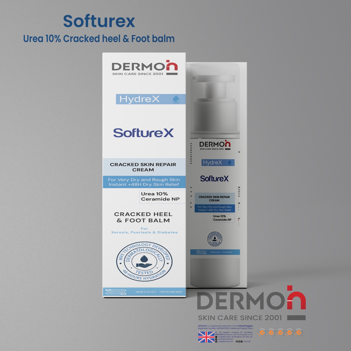 SoftureX Cream is an advanced moisturizing solution for dry to extremely dry feet. It intensely hydrates, leaving the skin soft, smooth, and rejuvenated. Designed to reduce thickened skin and calluses, it is enriched with Urea and Ceramides. Clinically proven, SoftureX Cream delivers immediate and long-lasting hydration for up to 48 hours. It prevents moisture loss, strengthens the skin's natural lipid barrier, soothes extremely dry skin, and effectively repairs cracked heels. Suitable for individuals prone to Xerosis, Psoriasis, Diabetes, and mature skin, it also serves as an excellent adjunctive care product.
————
#DERMOiN #SULSAL #SULSAL_CLEANSING_GEL #sulsal_soap #NROMSI #NORMSI_CLEANSING_GEL #DRYSEN_CLEANSING_GEL #HYDRA20 #HYDRA20_CREAM #HYDRA20_SYNDET_BAR #HYDRA20_SOAP
#Demoin #hydrex #softurex #urea #cracked_heel #foot_balm