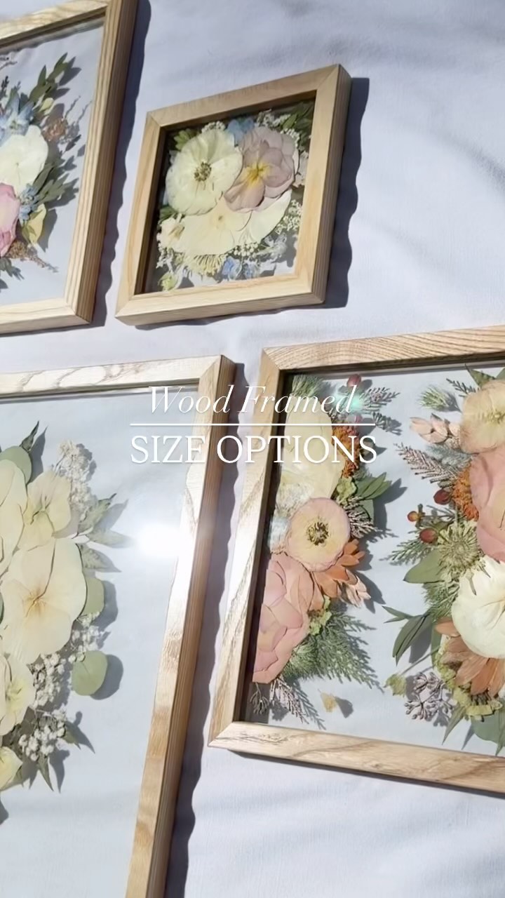 Let’s compare every size option of my Wood Framed Wall Hangings! 🌸🌿🐰☀️
6 x 6 inch
8 x 10 inch
11 x 14 inch
16 x 20 inch (best seller!)
24 x 30 inch (epic but requires extra flowers)
All framed with a stunning natural hardwood with the most lovely wood grain. 🪵
#floralpreservationist #pressedweddingbouquet #customart #handmade #ncflorist