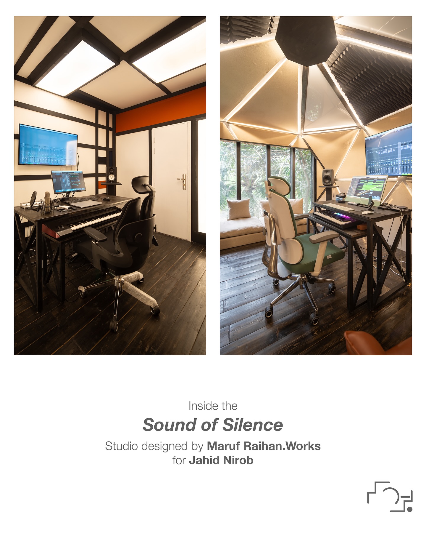Inside the Sound of Silence: studio design by Maruf Raihan.Works for @jahid_nirob