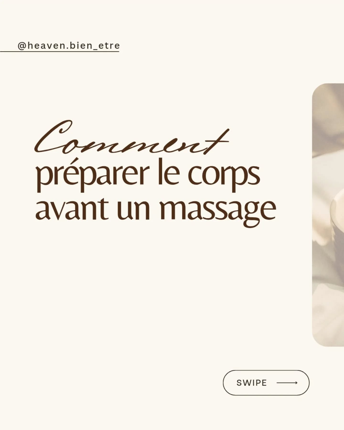 En te préparant ainsi...
Tu amplifies l'expérience de détente et de relaxation, permettant à ton corps et ton esprit de profiter pleinement des bienfaits du massage.
Et toi dis moi, es-tu vraiment en pleine conscience lorsque tu reçois un soin ? Je t'invite à essayer.
Réserve ton rdv sur Planity ( lien dans ma Bio )
https://www.planity.com/heaven-bien-etre-97490-saint-denis
Et profite ✨