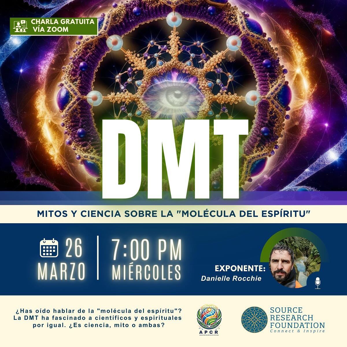 🌟 ¡ÚNETE A NOSOTROS EN UNA NUEVA FASCINANTE CHARLA! 🌟
Como parte de nuestros objetivos para el 2025, estamos emocionados de invitarte a nuestra charla de marzo: “Mitos y Ciencia sobre la ‘molécula del espíritu’”
🗓 Fecha: Miércoles 26 de marzo
🕖 Hora: 7:00 PM (DMT)
🎤 Formato: 100% virtual por Zoom
💬 Entrada gratuita: Abierto a todos l@s curios@s, reflexiv@s y apasionad@s del tema.
Será una oportunidad única para explorar junt@s la ciencia y los mitos que rodean este misteriosa sustancia.
✨Si te interesa, comenta con un 🍄 y te enviaremos el enlace por mensaje privado.
¡No te lo pierdas! ¡Nos encantaría verte allí y compartir ideas! 🙏