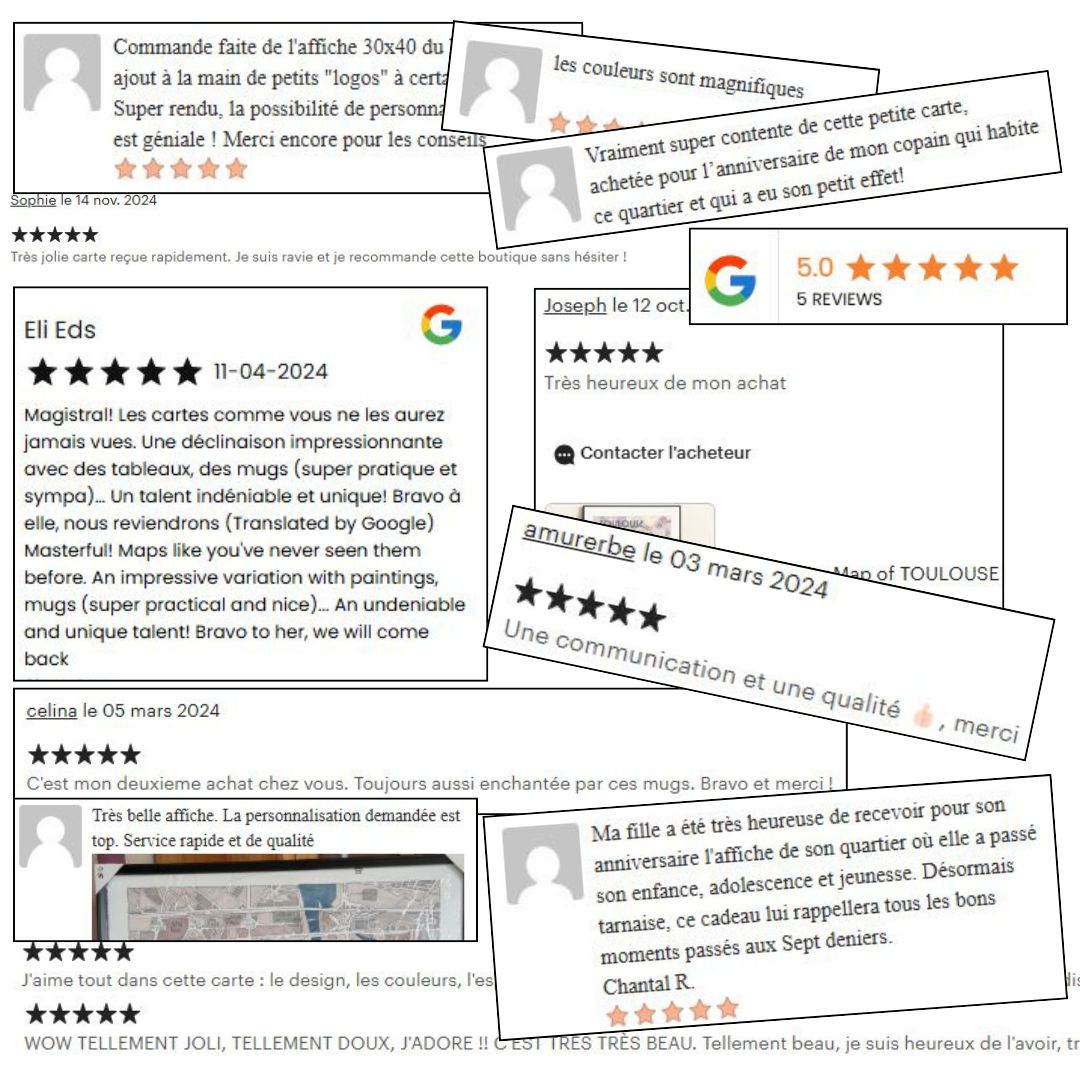 ✨Qui d'autre que vous pour parler d'EmYLo ?
Vos avis et suggestions sont essentiels pour moi. Ils m'encouragent et m'inspirent pour continuer de créer de nouvelles Cartes et permettent d'améliorer l'offre EmYLo en qualité et en terme de choix.
Le temps passé à imaginer, concevoir, dessiner, peindre puis... corriger, imaginer encore... à nouveau, et puis repeindre 🧐🫣 ! Toutes ces heures nécessaires sont récompensées par votre confiance et vos retours 🔥❤️🎨
Alors, un ÉNORME MERCI pour ces petits mots, images, vidéos de mes illustrations chez VOUS !!
Utilisez le #emyloart sur les réseaux sociaux et donnez votre avis sur Google (lien en bio)
#emyloart #avisclient #partage #illustrations #inkandgouache #cartepersonnalisée #affichepersonnalisée #cartedeville #plandeville #mapart #creatricefrancaise #artiste #youngbusiness #affichedeco #decorationmurale