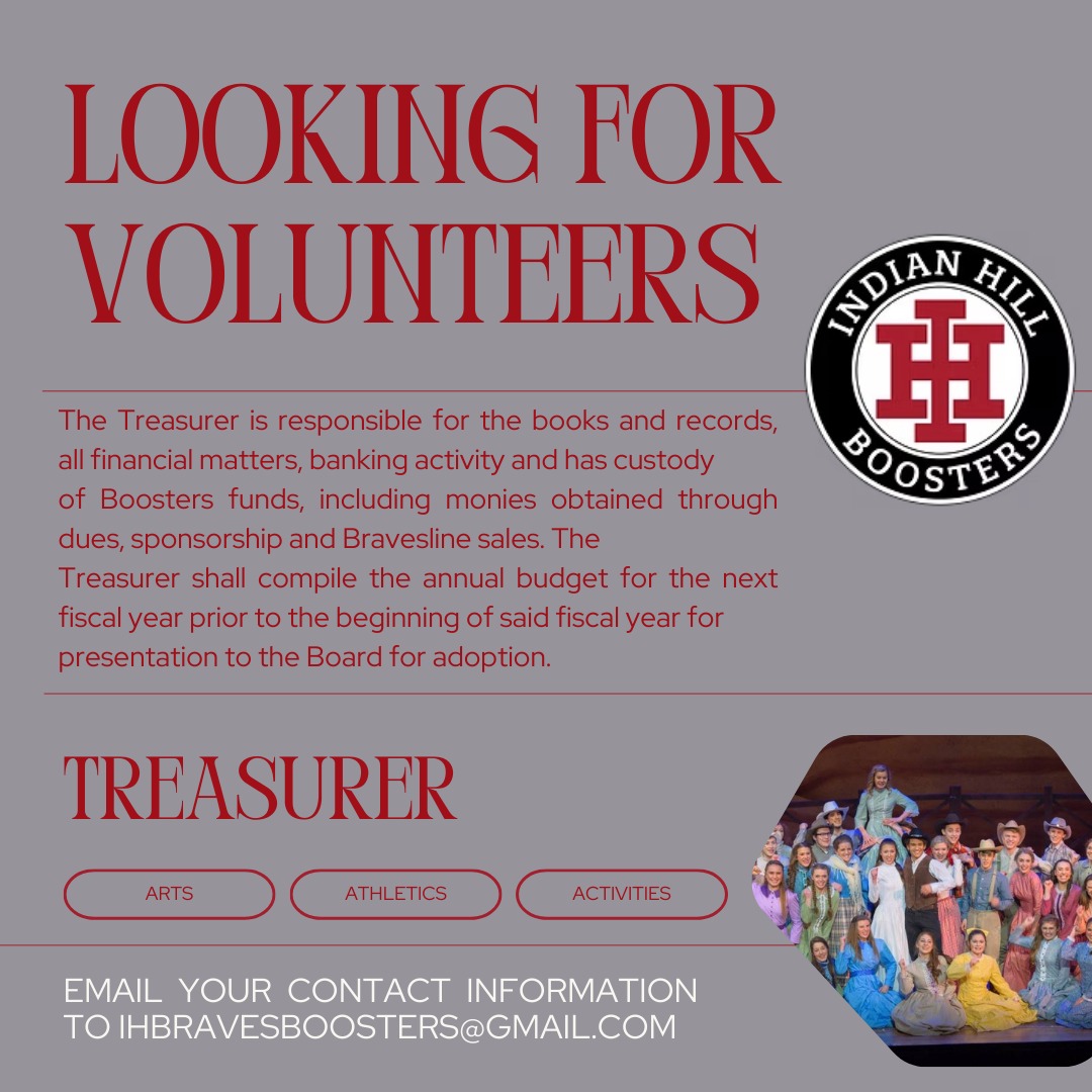 We have a few board positions open and are currently seeking volunteers for the 2025-2026 school year.
Interested or have questions??
Email ihbravesboosters@gmail.com
