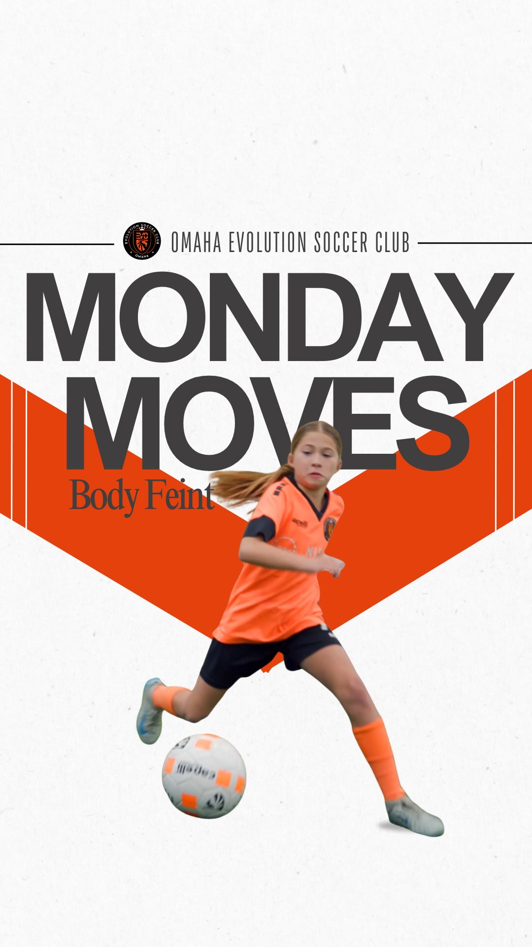 EVO Monday Moves
Skill Move Series | BODY FEINT
_
For a successful body feint, you want to include these key components:
1. Sell the Move – Shift your upper body and head to fake a movement in one direction.
2. Drop the Shoulder – Lower one shoulder to exaggerate the fake and deceive the defender.
3. Plant Foot Placement – Step firmly to the side you are faking toward to commit the move.
4. Explosive Exit – Push off the planted foot quickly in the opposite direction.
5. Ball Control – Use the outside of your foot to accelerate past the defender smoothly.
_______
#EvolveYourGame with the Evolution Skill Series, posted 2x month on Monday.
Practice the skill in your living room, backyard ➡️ anywhere!
🎥 Make a video, send to us in a message OR tag @omahaevolutionsoccerclub on social media and we will share your video 🫵🏼
____
**View the entire released Skills Series Videos on Evolution Soccer Club YOUTUBE channel.
#evolveyourgame #EvolveWithUs #omahaevolutionsoccerclub #usysnationalleague #elite64 #usyouthsoccer #soccer #soccerskills #omahasoccer #skillsvideo #youthsoccer #nebraskasoccer #bodyfeint #shoulderbodyfeint #capelli #capellisport