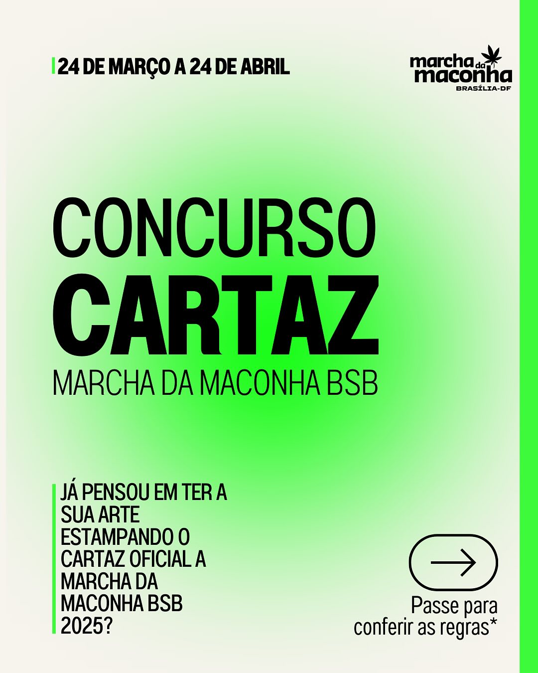 A Marcha da Maconha vai acontecer em outubro esse ano. Esse ano com mais prazo, decidimos fazer um concurso do cartaz da marcha. Vamos selecionar uma mana com um trabalho fera pra representar a gente.