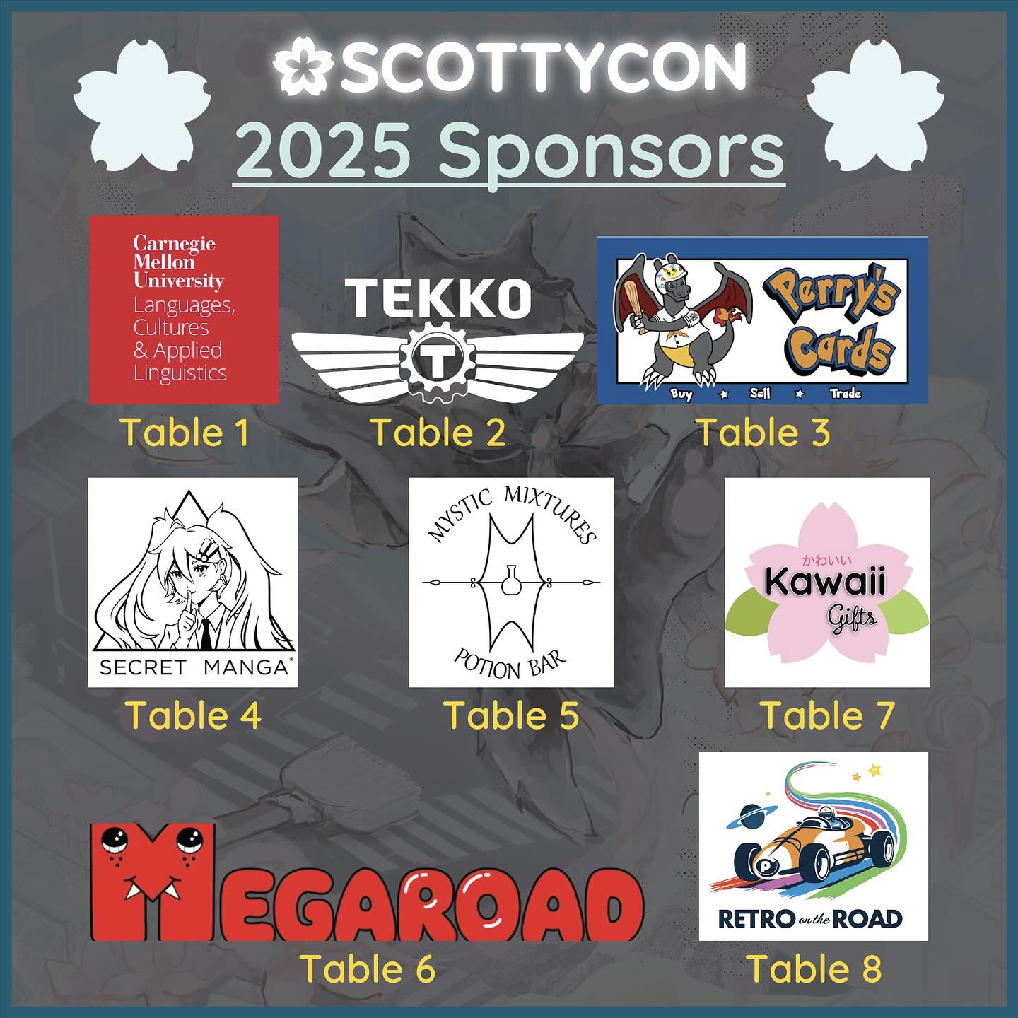 A huge thank you to our incredible sponsors for their generous support of ScottyCon 2025! Their assistance is integral to bringing ScottyCon to life, and we are beyond grateful for their contributions. Some of our sponsors will be tabling in Merchant’s Hall. Please come and visit them in Wiegand Gymnasium between 11 AM-8 PM! Additionally, some vendors will offer game, console, and card trade-ins. if you are interested, please be sure to bring your items to our event!