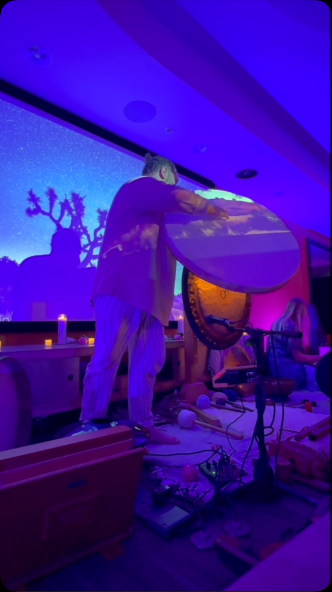 …Years later, he found the gong. One strike—(((GONG)))—and the sound cut through everything. It quieted his mind, sharp and sudden, like the splash had years before. He learned something then: sound carries truth, and when truth lands, healing follows. It ripples through him—
This isn’t just my story. Sound is bigger than that—it’s the language of everything. Stars hum, planets pulse, even the smallest stone vibrates its own note. The gong taps into that, echoing the AUM, the hum beneath all things. It’s the music of the spheres, and we’re part of it—our bodies, our breath, ringing with the same truth…