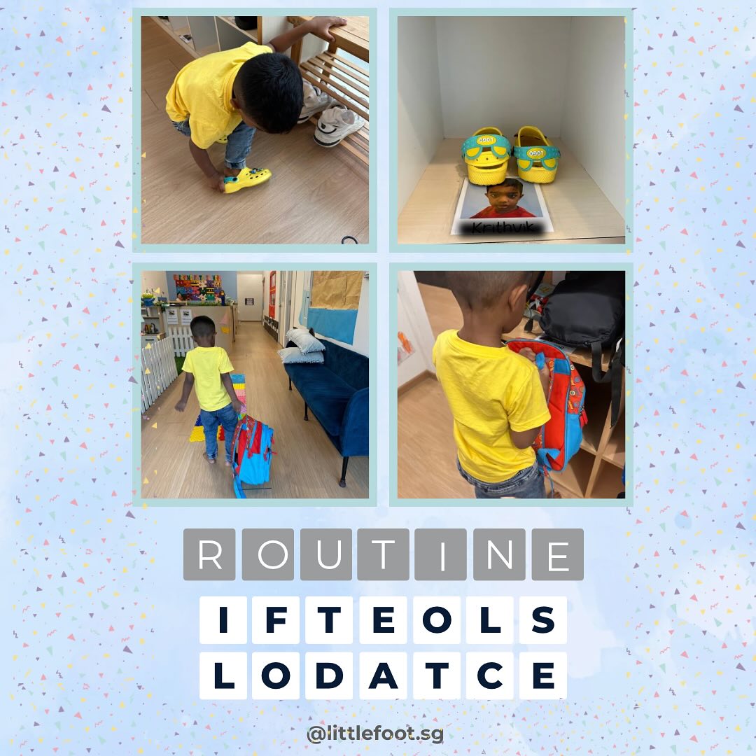 Small routines, BIG life skills!🌟
Teaching children to follow a structured routine helps develop independence, responsibility, and organization.
1️⃣ Taking off their shoes 👞
2️⃣ Placing them neatly in the shoe rack 🗄️
3️⃣ Carrying their bag to class 🎒
4️⃣ Placing it in the cubby 🏫
Every little step builds confidence and prepares them for success in school and beyond! What’s one routine your child has mastered? Let us know below! 👇✨
#stepbystep #buildingindependence #schoolready #growingwithconfidence #littlefootsg