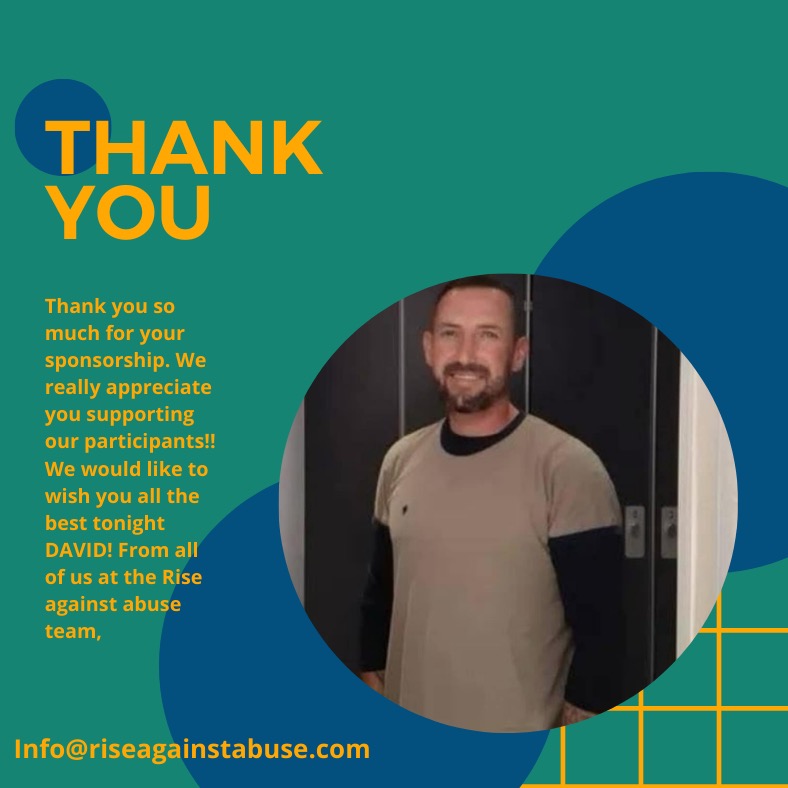 We would like to give a huge thank you to David Mackenzie who has been training hard with Lex Easton in order to compete tonight in a Sponsored kick boxing match!
Best wishes for tonight David and Thank you so much for choosing to support our cause. From the team at Rise Against Abuse. 💙