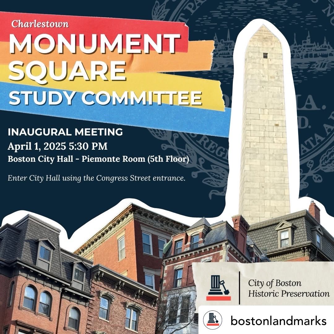 Posted @withregram • @bostonlandmarks On Tuesday, April 1, 2025, 5:30 PM, the Monument Square Study Committee will hold its inaugural meeting in City Hall's Piemonte Room (5th Floor). The Study Committee was established to explore Monument Square as a potential historic district in Charlestown.
Click our link in bio to read the official public notice and agenda.
#boston #charlestown #charlestownma #bostonalandmarks #bostonlandmark #blc #historicdistrict