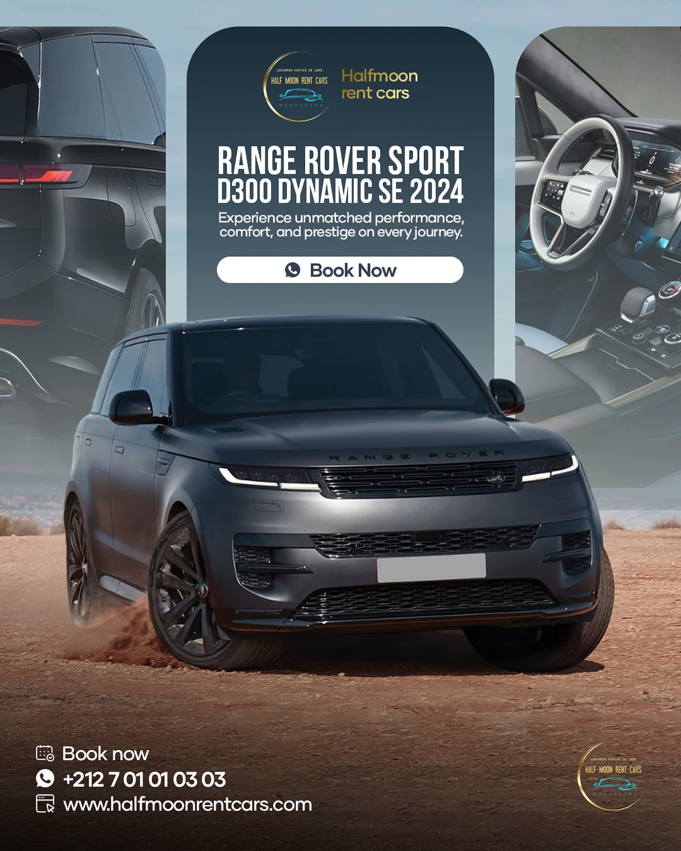 Range Rover Sport Power, elegance, and adventure all in one ride.
Rent the Range Rover Sport 2024 and explore the roads in luxury.
.
Call us now: +212 7 01 01 03 03
.
.
#cars #luxury #marrakech #morocco #halfmoon #rental #lifestyle #rangeroversport