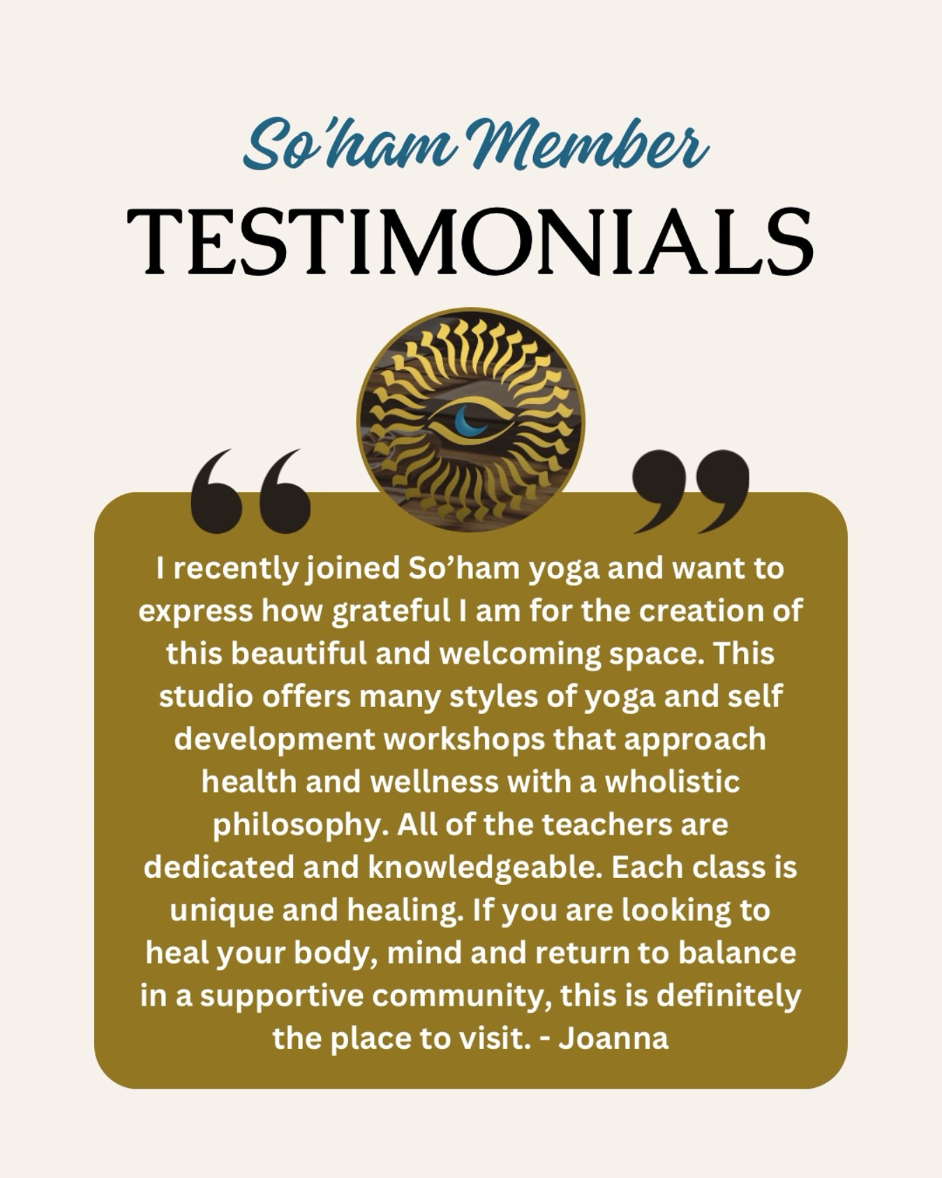 🌙 Your Words Inspire Us!
We love hearing your feedback and are deeply grateful for your reviews! Your words help spread the love and continuously improve our studio. If you’ve left us a Google review, don’t forget to pick up your So’ham T-shirt next time you’re in!
Exciting updates: More Deham Yoga classes are coming to the schedule next week—both virtual and in-person! Plus, Tuesday Open Doors are back! Drop by the studio from 12 PM - 6 PM when classes aren’t in session to say hi, check out the space, or just soak in the vibes. See you soon! ✨
#SohamStudio #YogaHamilton #DehamYoga #MemberLove #GratefulHeart #YogaCommunity