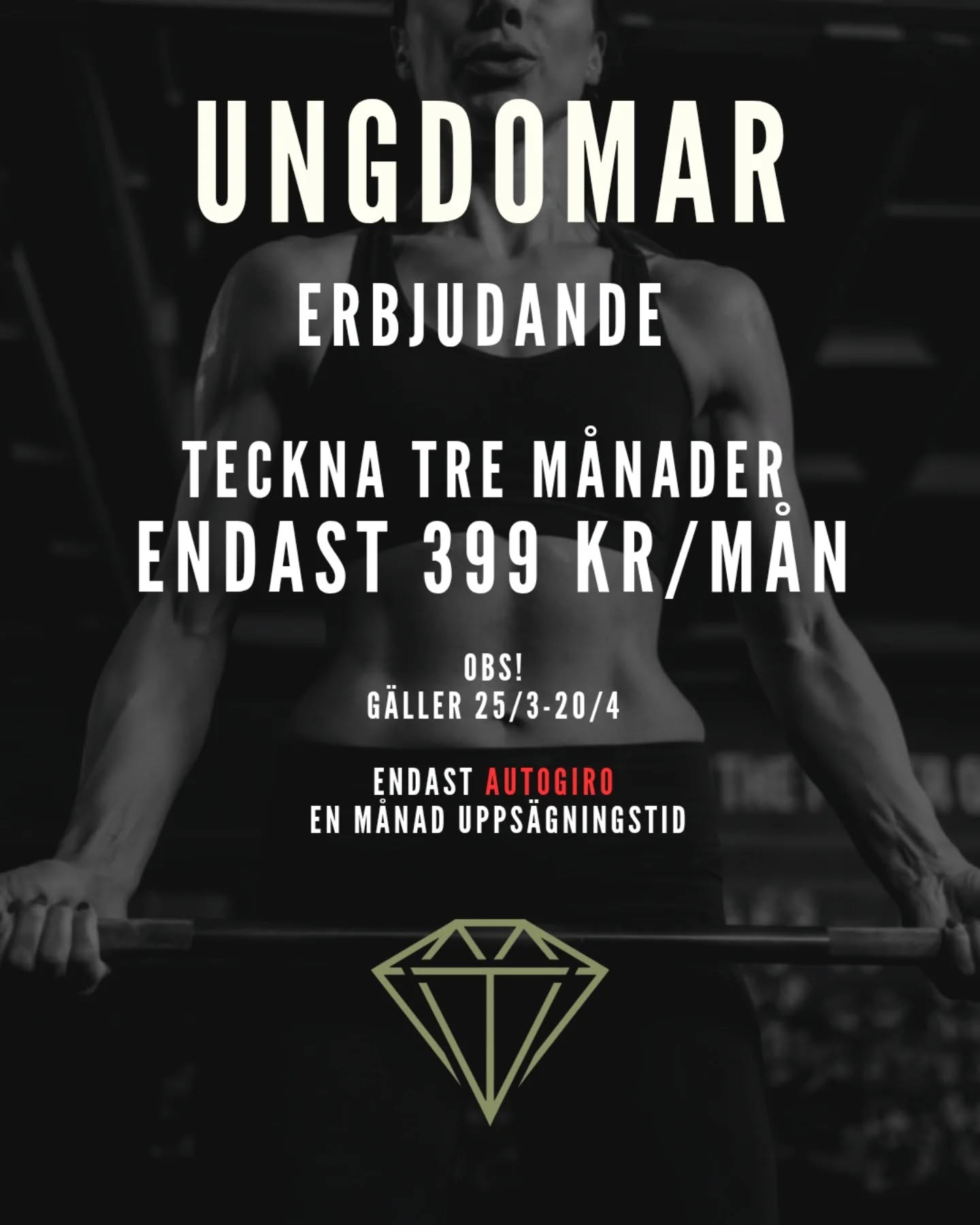 Pang erbjudande för ungdomar!
Som texten lyder helt enkelt, pass på för de gäller bara fram till 20/4!
Hoppas vi ses! 💪
#gymdanderyd
#träning
#styrketräning
#gym
#erbjudande
#ungdom
#hälsa
#sport